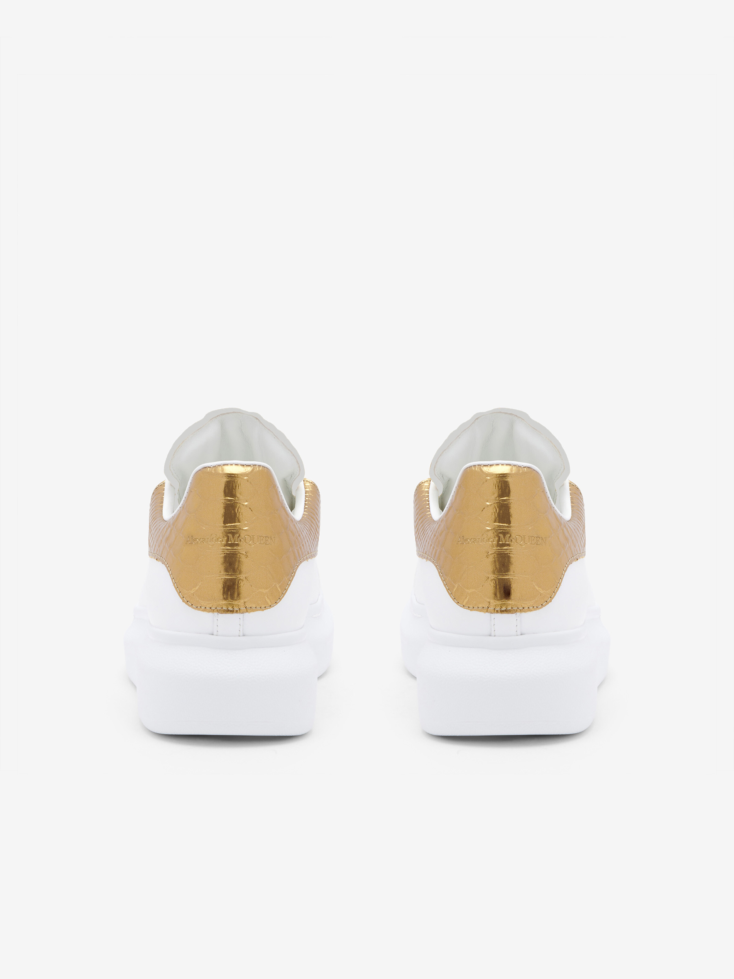 Men's Oversized Sneaker in White/Gold in Calf Leather | Alexander McQueen - image 2