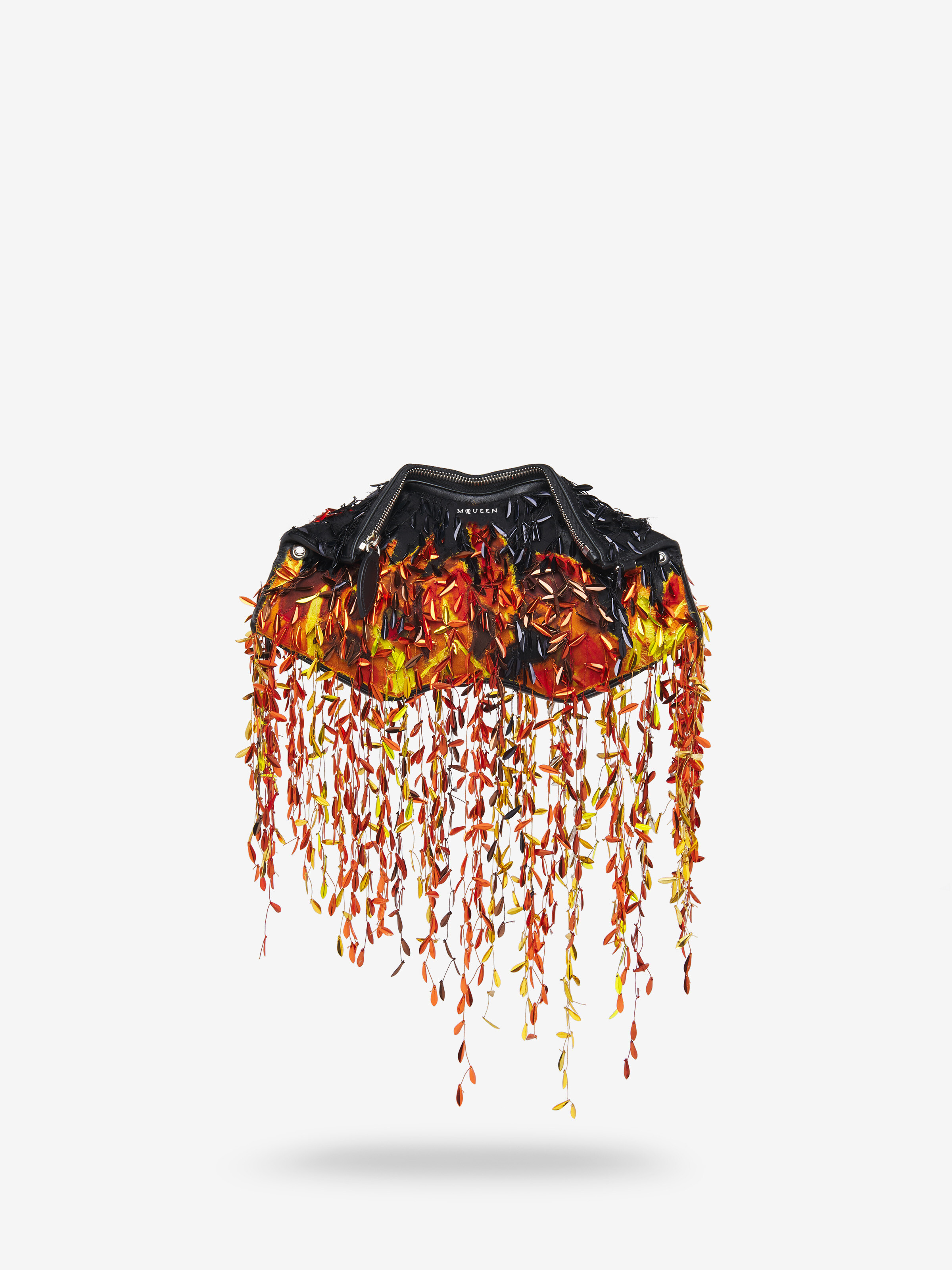 Women's Manta Clutch in Black/Red/Orange in Calf Leather | Alexander McQueen - image 1