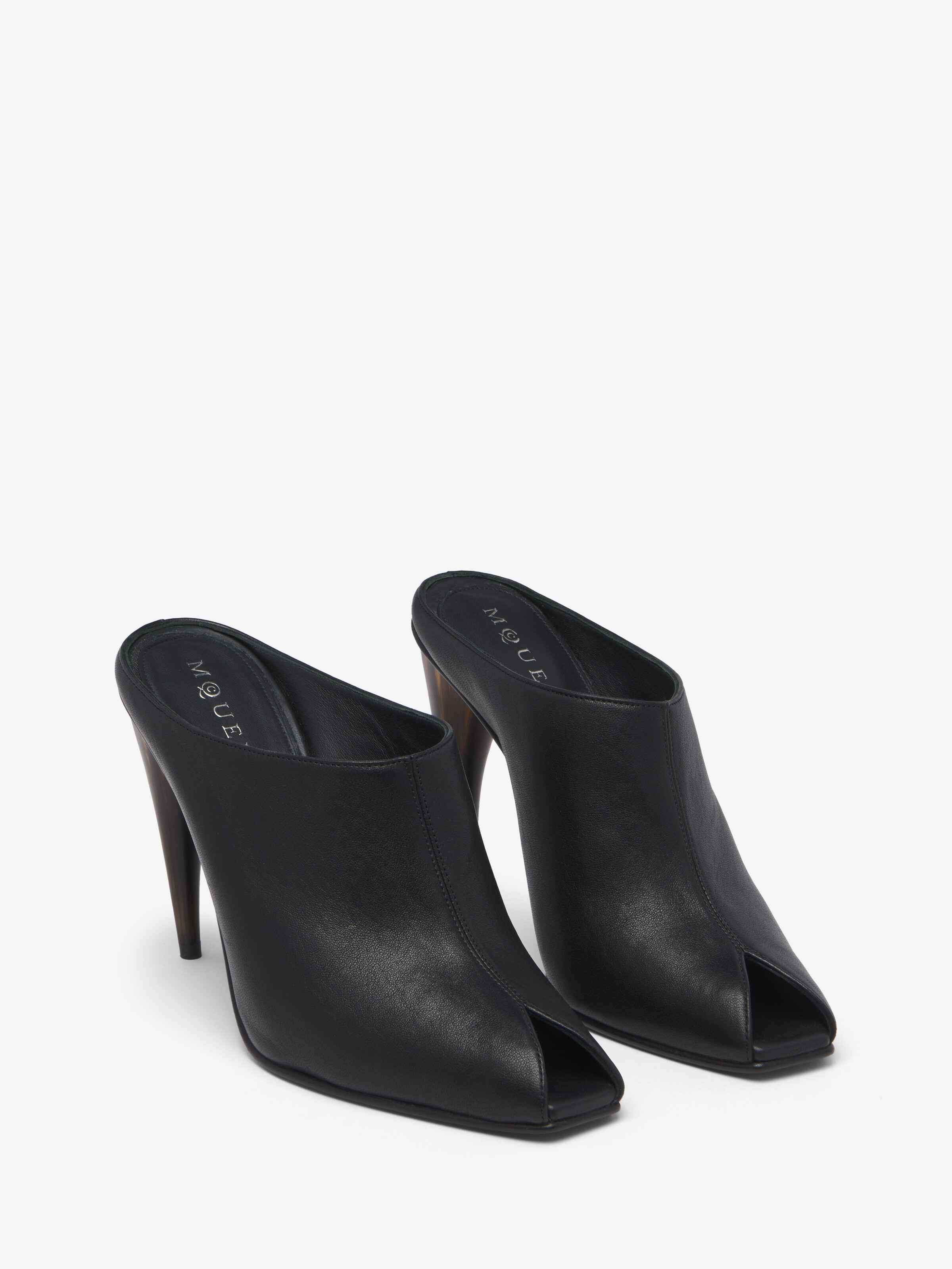 Women's Horn Heel Mule in Black in Lamb Leather | Alexander McQueen - image 2