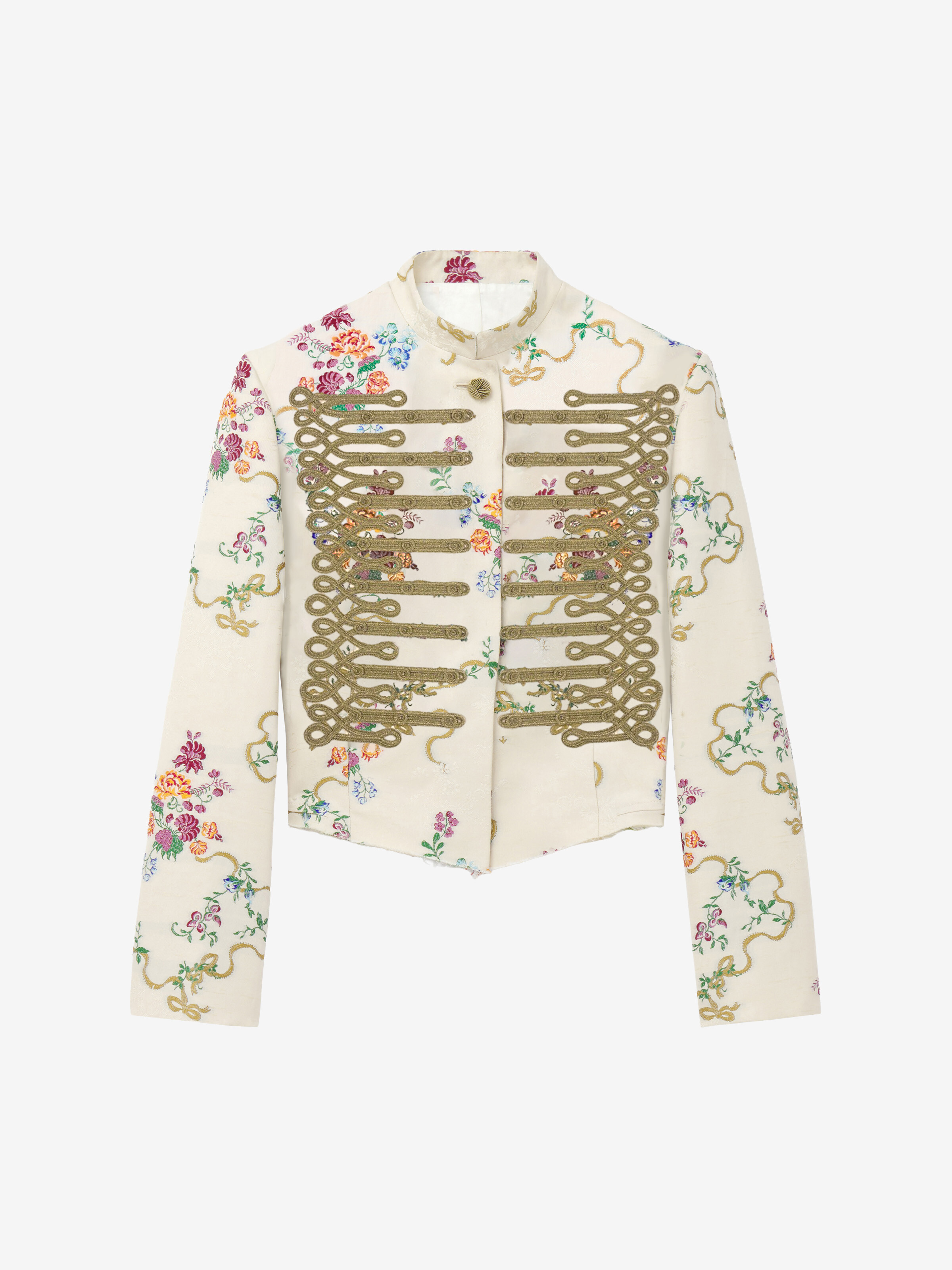 Women's Frogging Embroidery Floral Jacket in Multicolor in 67% Polyester, 33% Cotton | Alexander McQueen - image 1