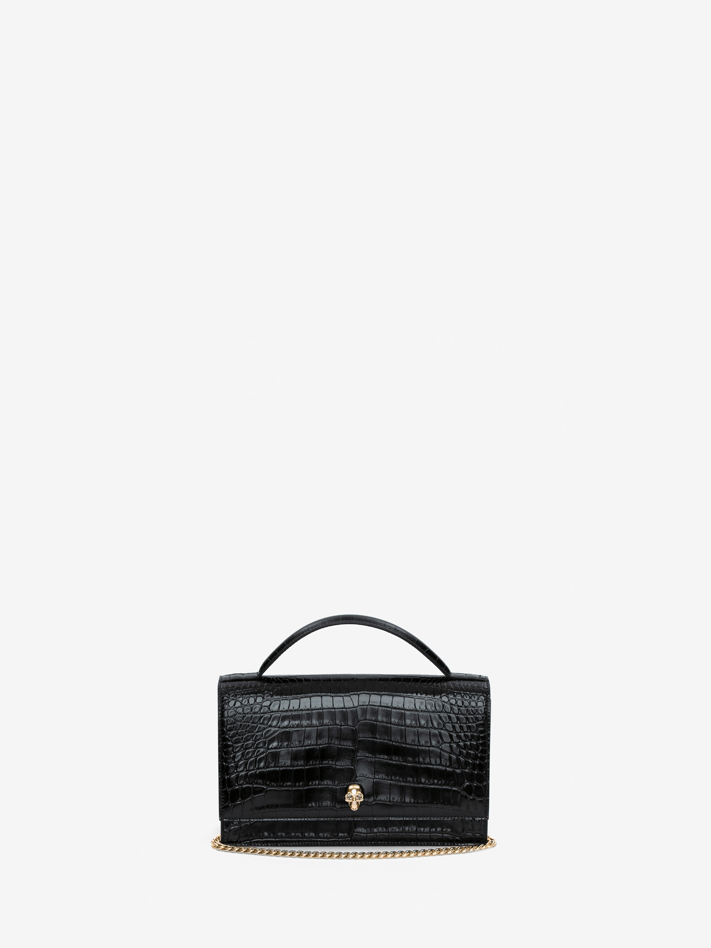 Women's Top Handle Skull Bag in Black in Calf Leather | Alexander McQueen - image 1