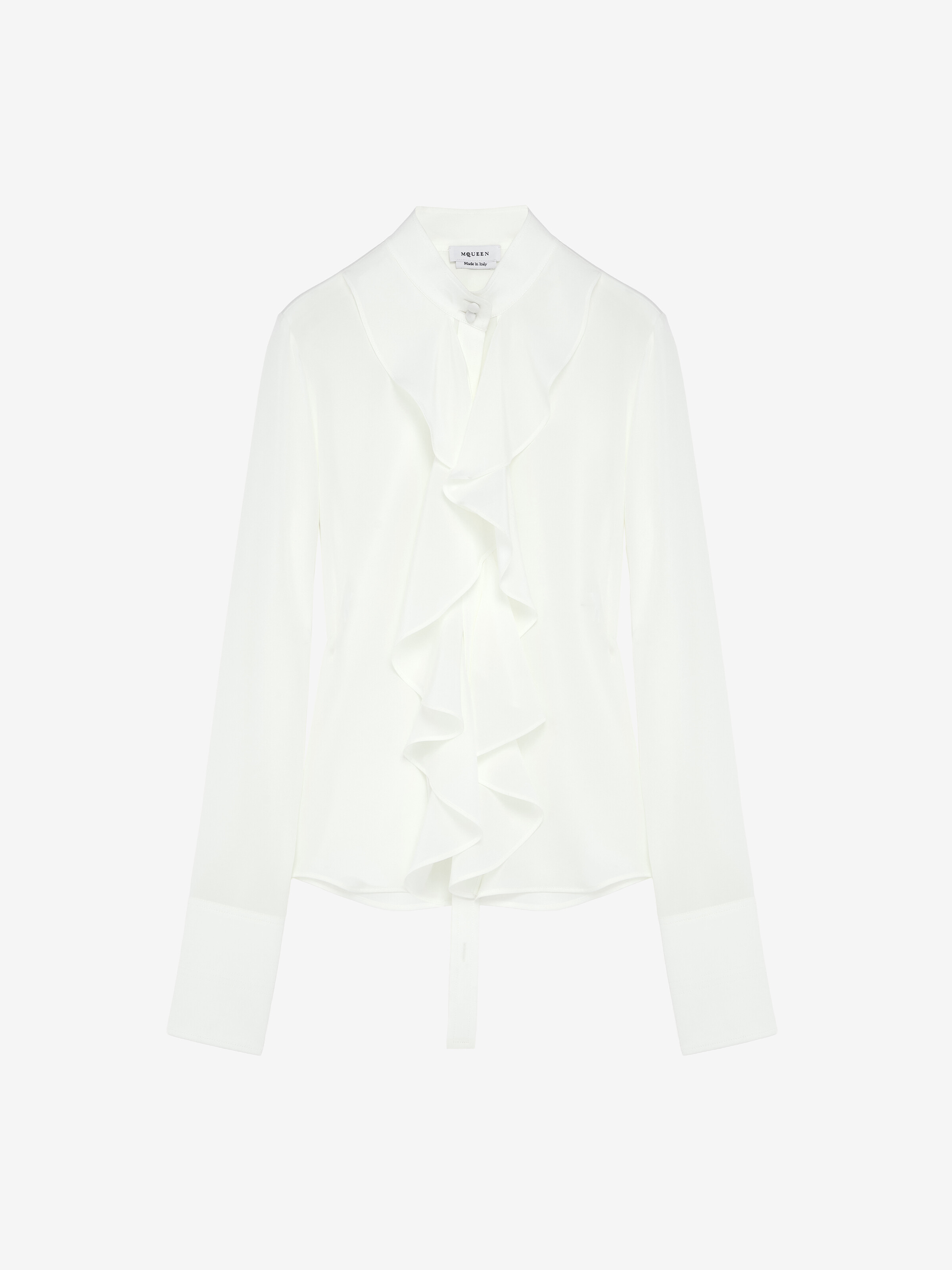 Women's Ruffled Shirt in Cream in 100% Silk | Alexander McQueen - image 1