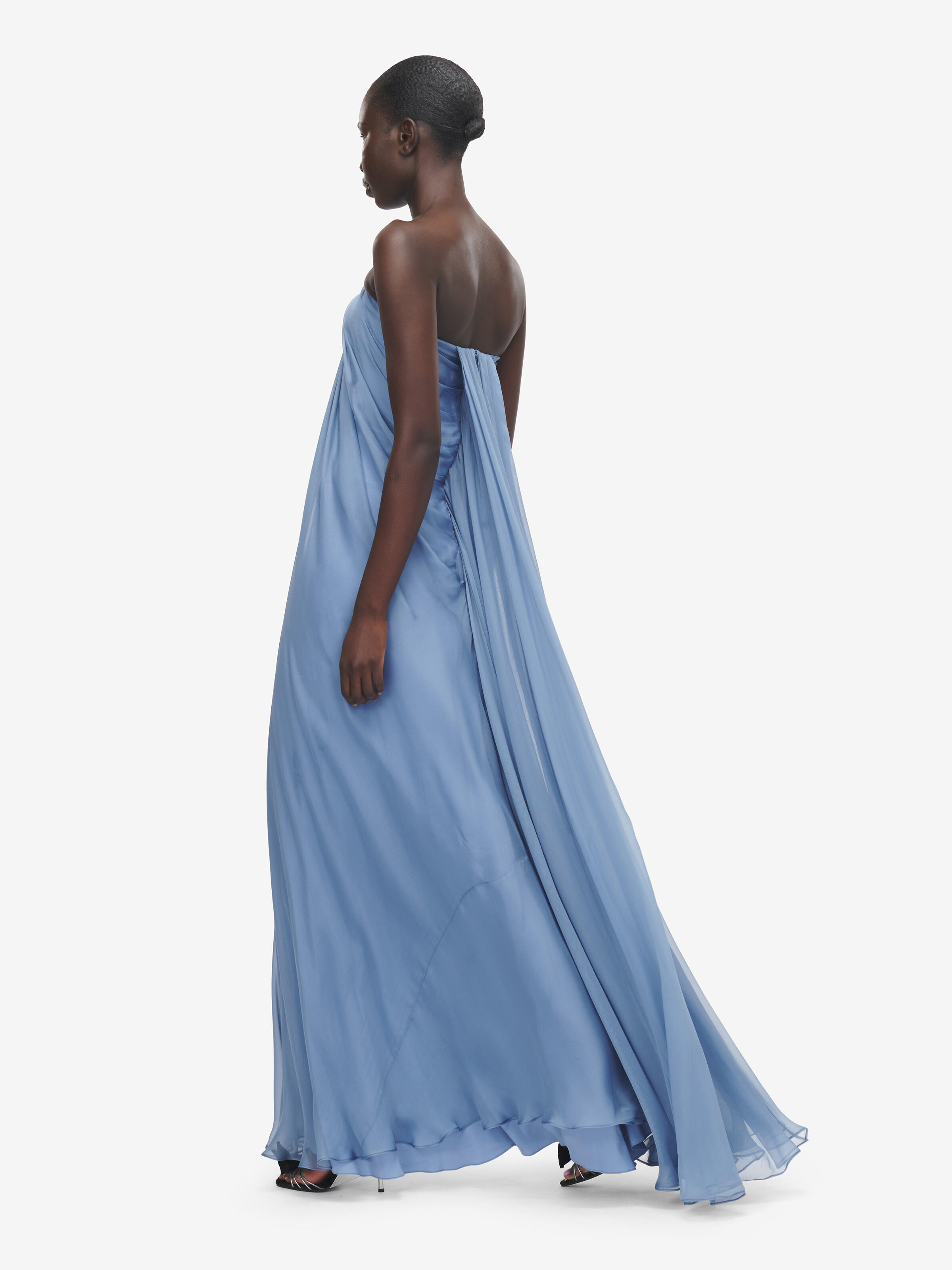 Women's Bustier Evening Dress in Blue in 100% silk -  details: 82% polyamide -  18% elastane -  lining: 74% acetate -  26% silk | Alexander McQueen - image 4