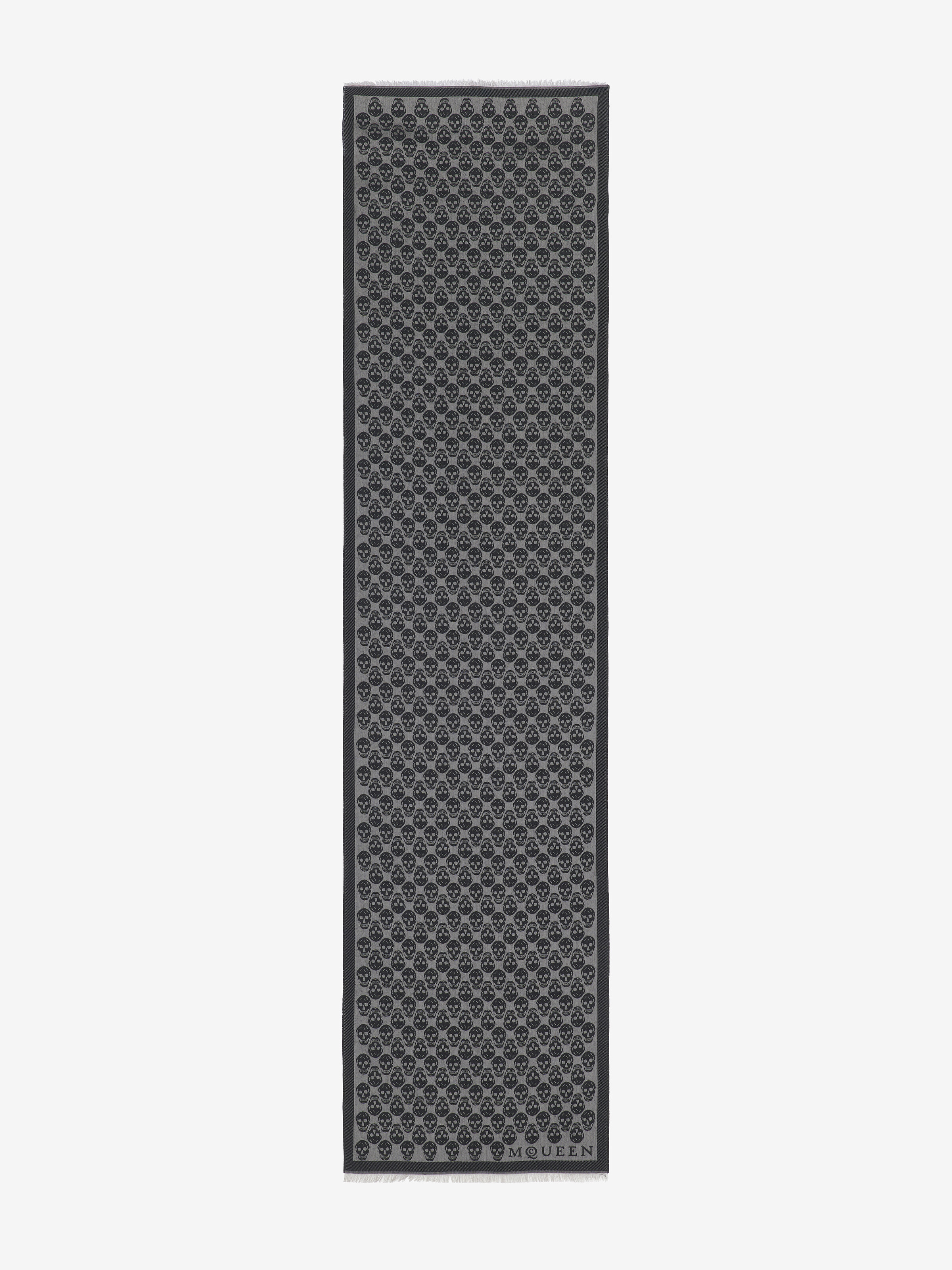 Men's Skull Jacquard Scarf in Grey/Black in 49% Wool, 33% Cotton, 18% Silk | Alexander McQueen - image 2