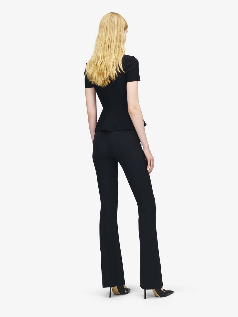 Lace Ribcage Jacquard Peplum Top