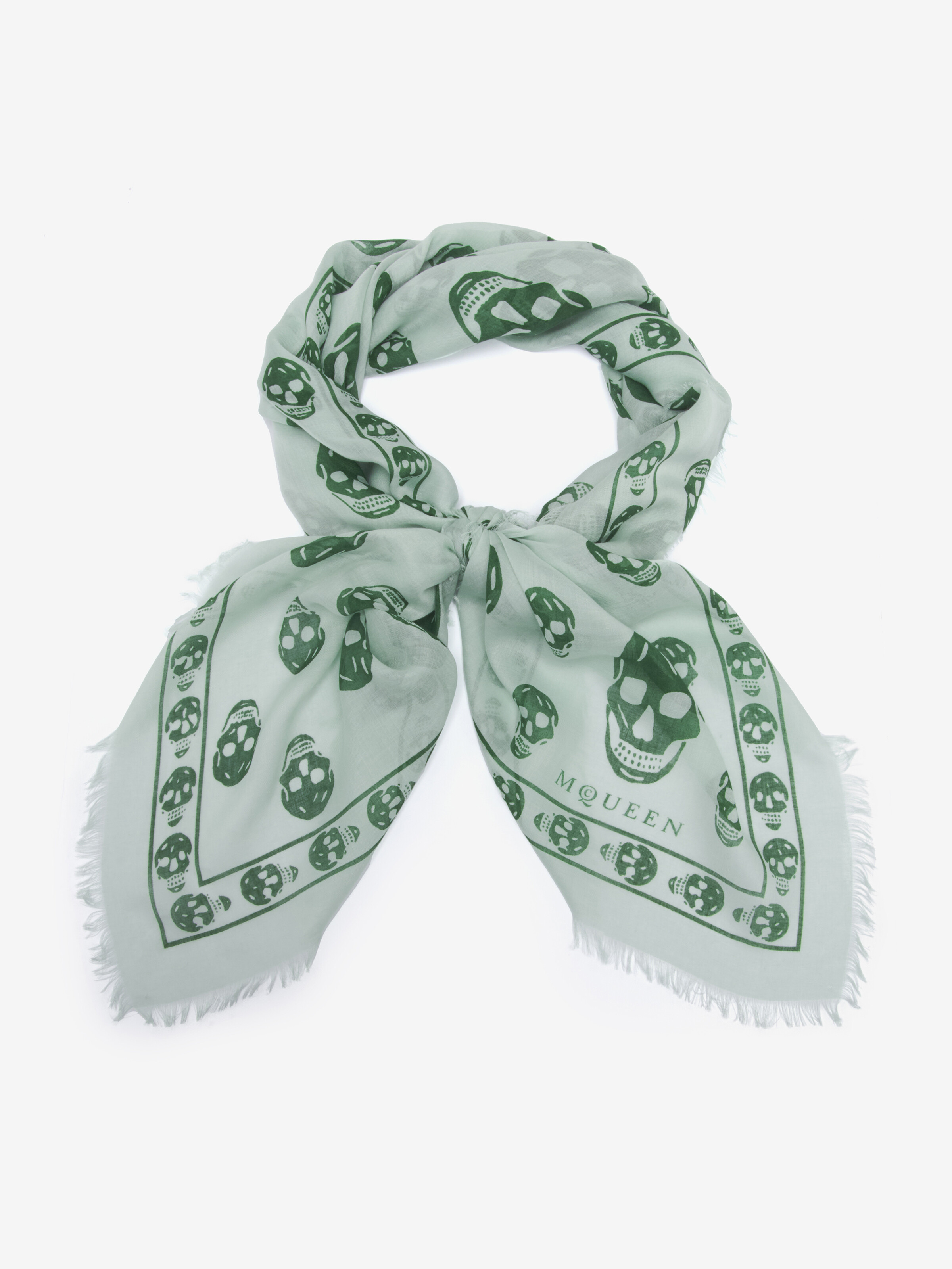 Foulard Classic Skull pour Homme en Vert Foncé in 85% Modale, 15% Soie | Alexander McQueen - image 2