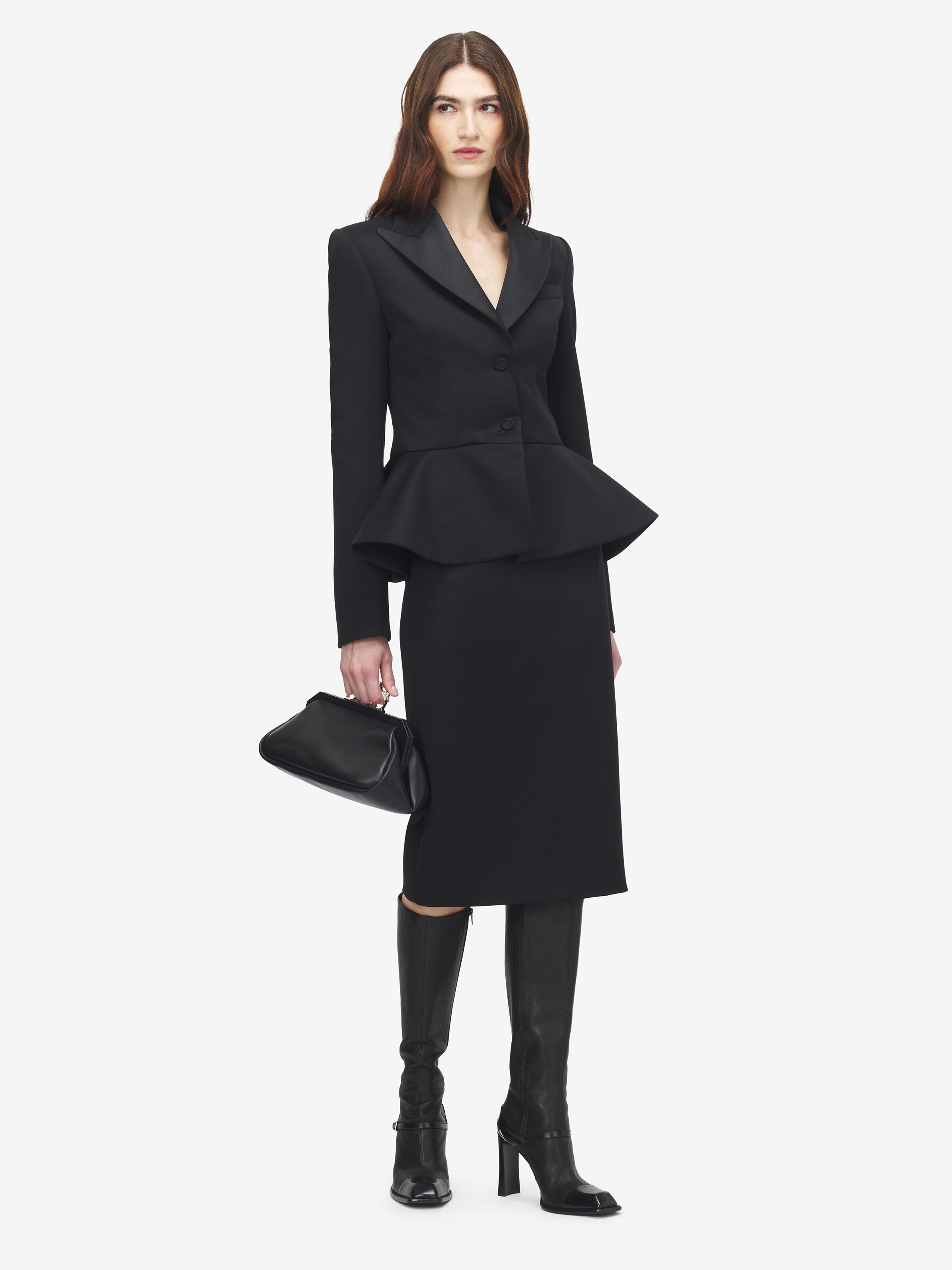 Women's Low-Waisted Pencil Skirt in Black in Fabric: 100% Wool -  Lining: 74% Acetate -  26% Silk | Alexander McQueen - image 2