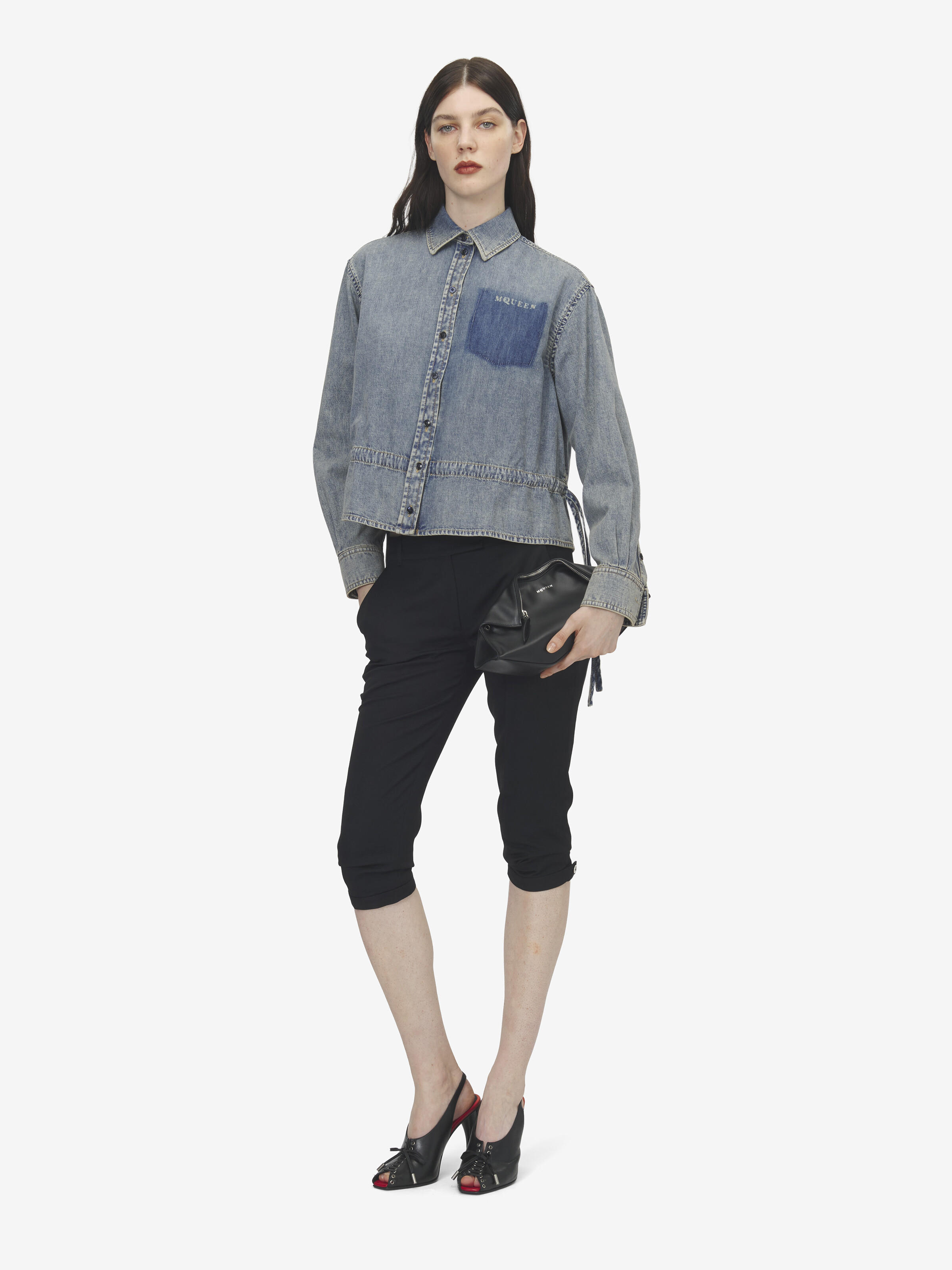 Women's Chambray Shirt Jacket in Washed Blue in 100% Cotton | Alexander McQueen - image 2