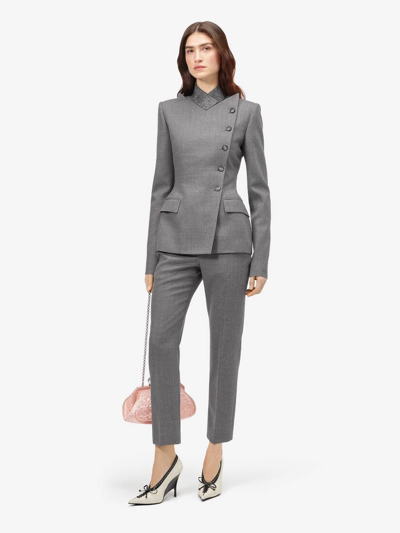 Wool Pinstripe Cross Lapel Jacket | Alexander McQueen - image 2