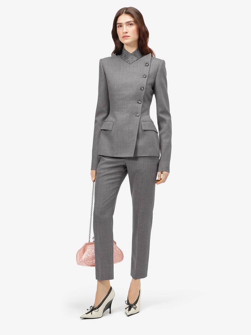 Wool Pinstripe Cross Lapel Jacket | Alexander McQueen - image 2