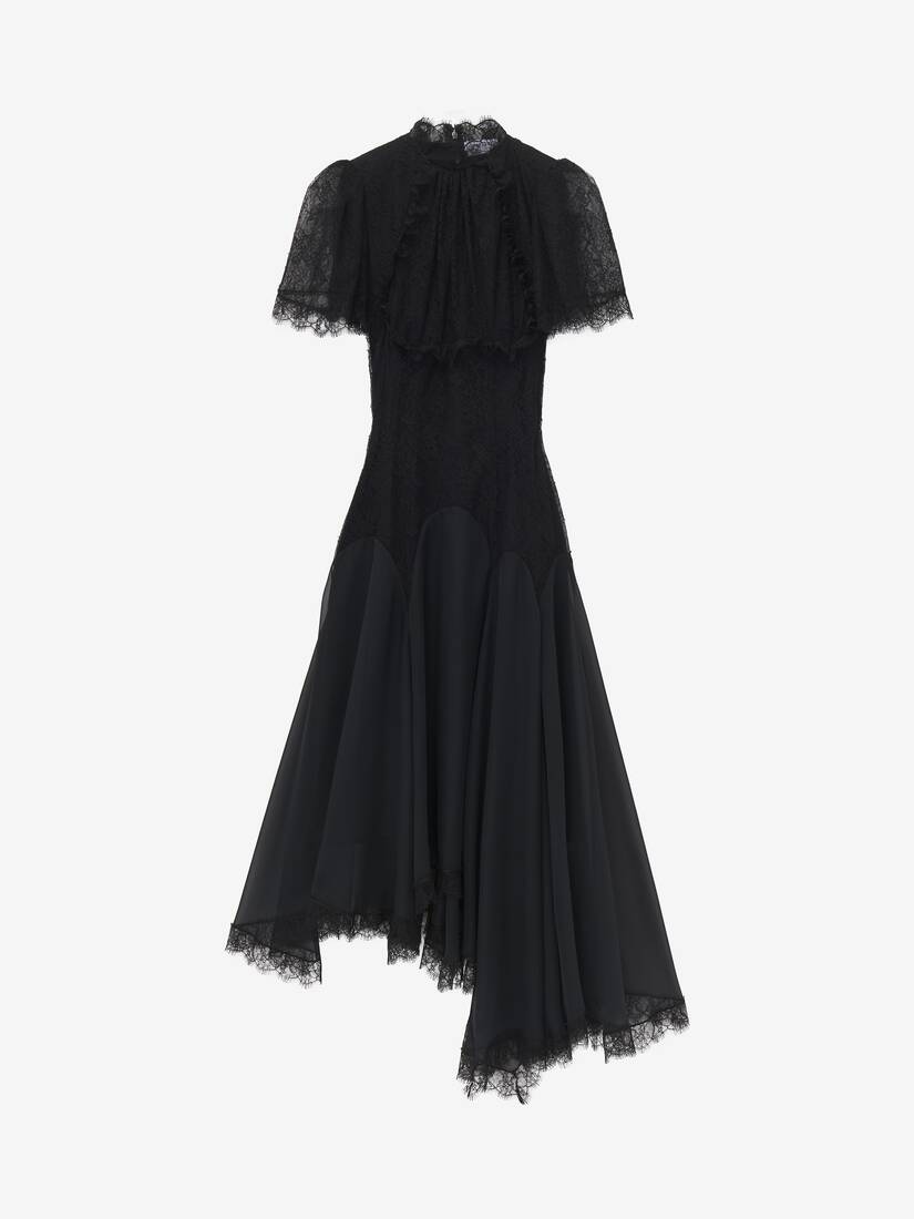 Women's Floral Lace Evening Dress in Black | McQueen US Women's Floral Lace Evening Dress in Black | McQueen US