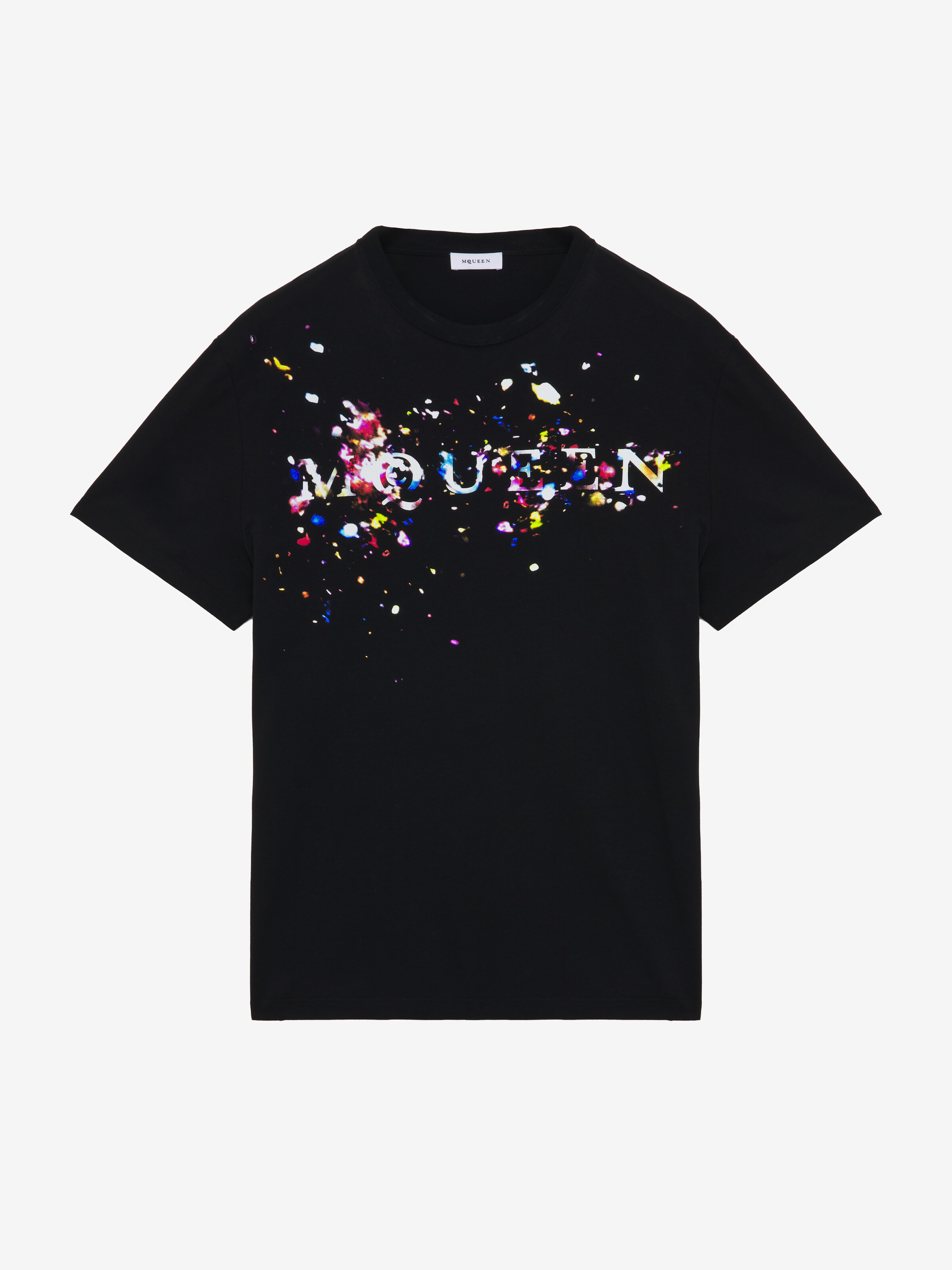 Men's Confetti Logo T-shirt in Black/Multicolour in 100% Cotton | Alexander McQueen - image 1