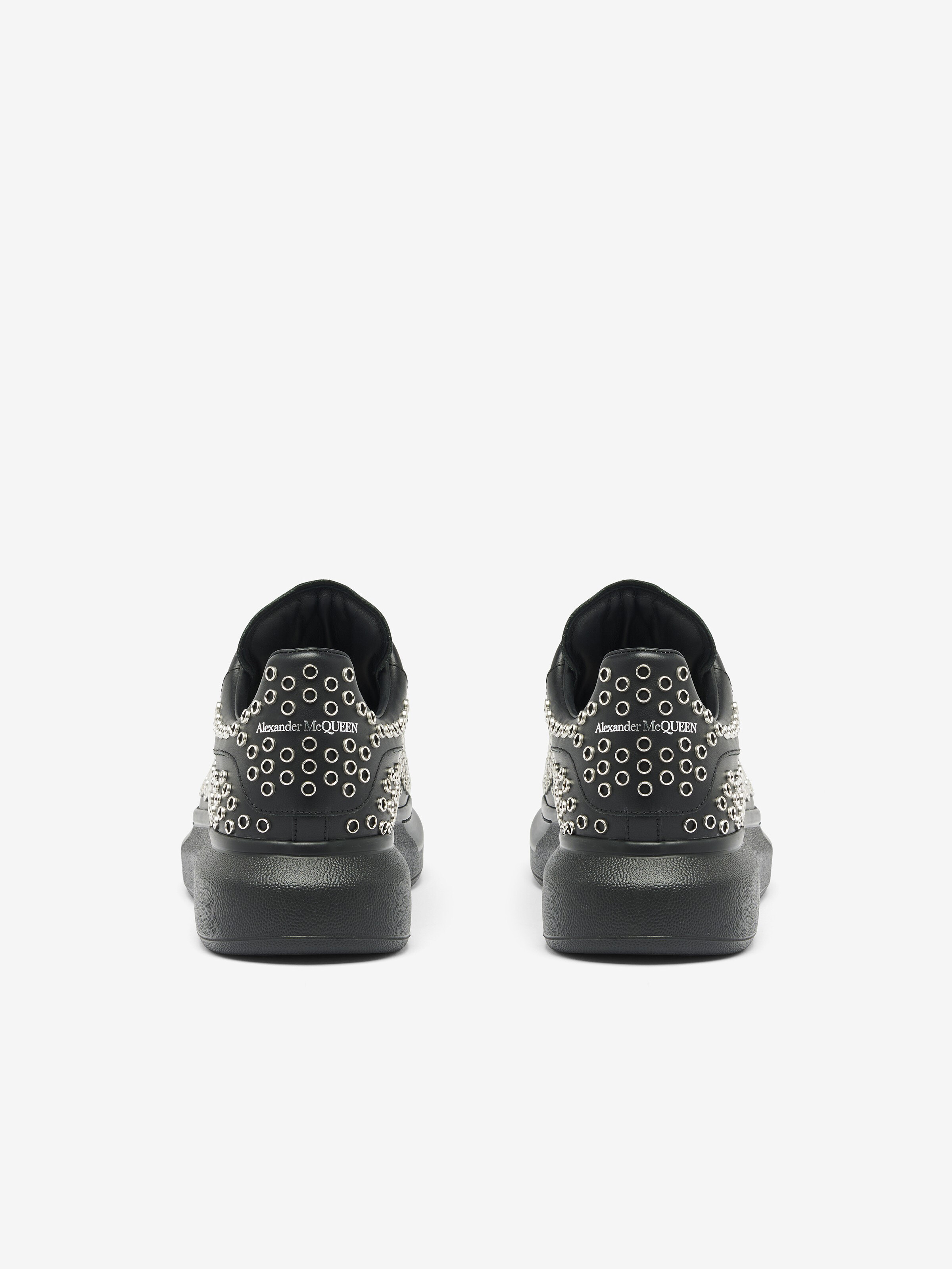 Men's Oversized Sneaker in Black/Silver in Calf Leather | Alexander McQueen - image 3