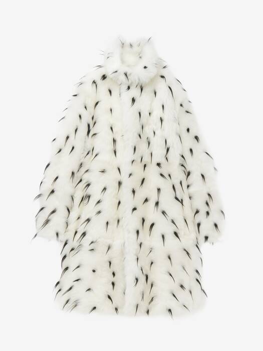 Men's Shearling Coat in Ivory/Black | McQueen US
