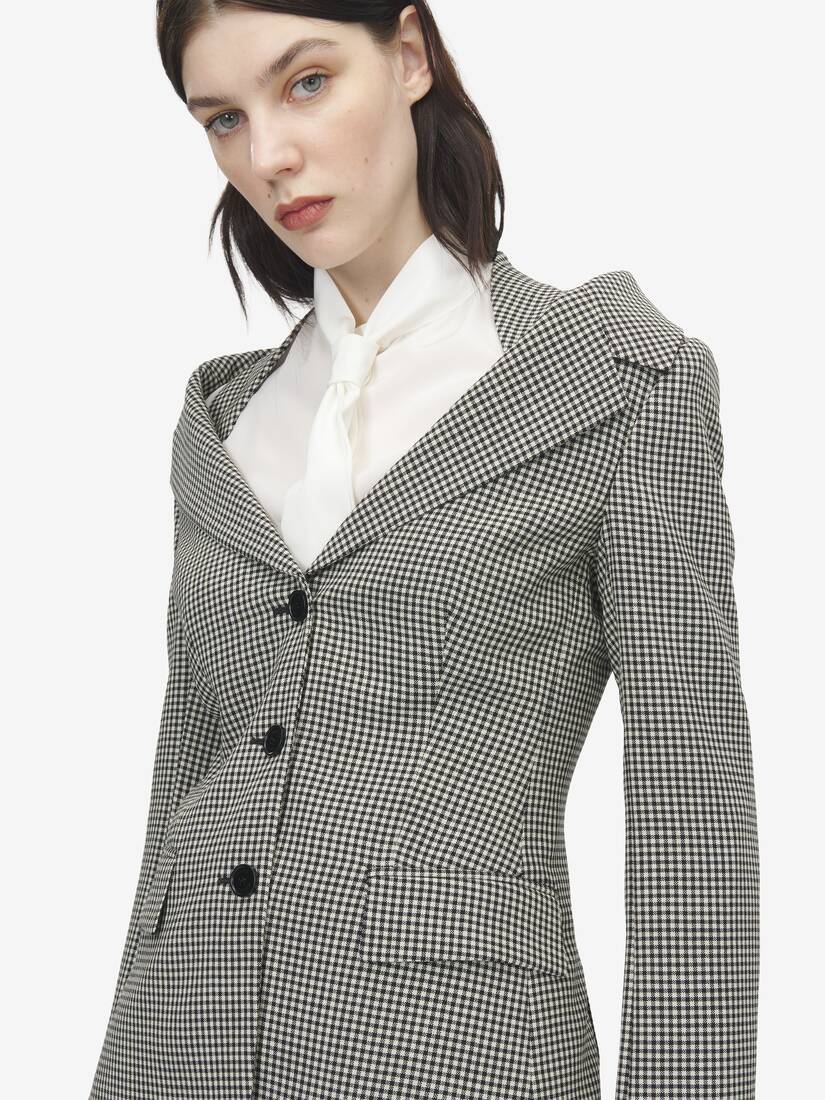 Giacca con harness e spalle scoperte con motivo a quadretti vichy | Alexander McQueen - image 5