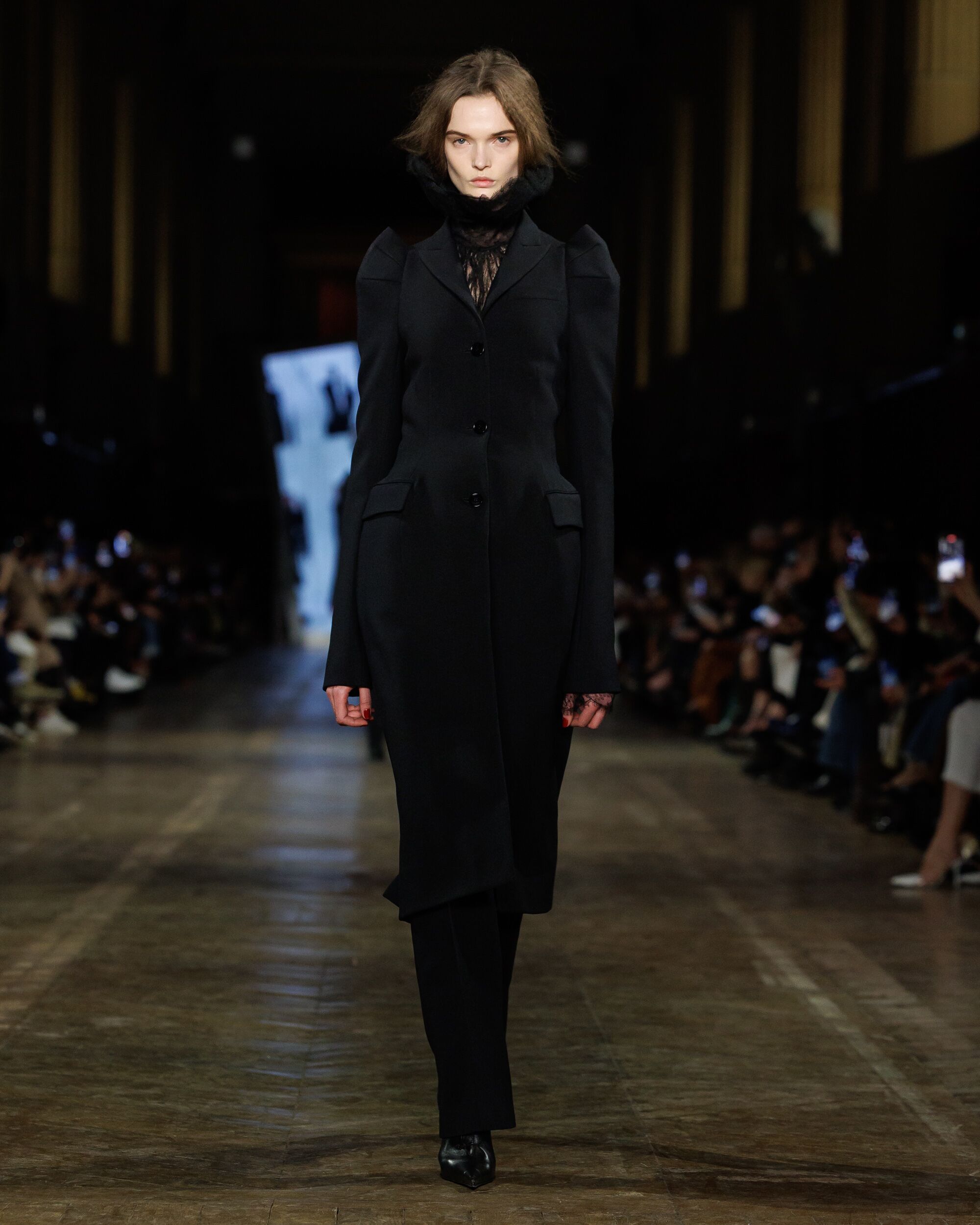 Model on runway wearing Victorian Tailoring for Autumn Winter 2025