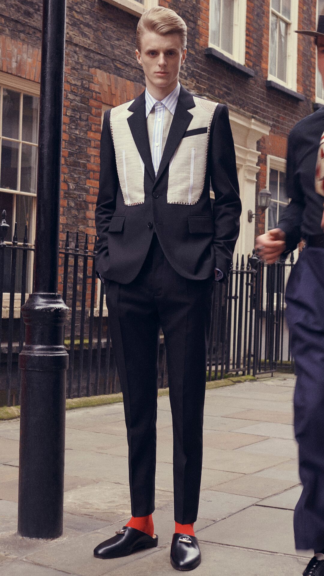 Model on set of McQueen Autumn Winter 2025 Pre-Collection photoshoot