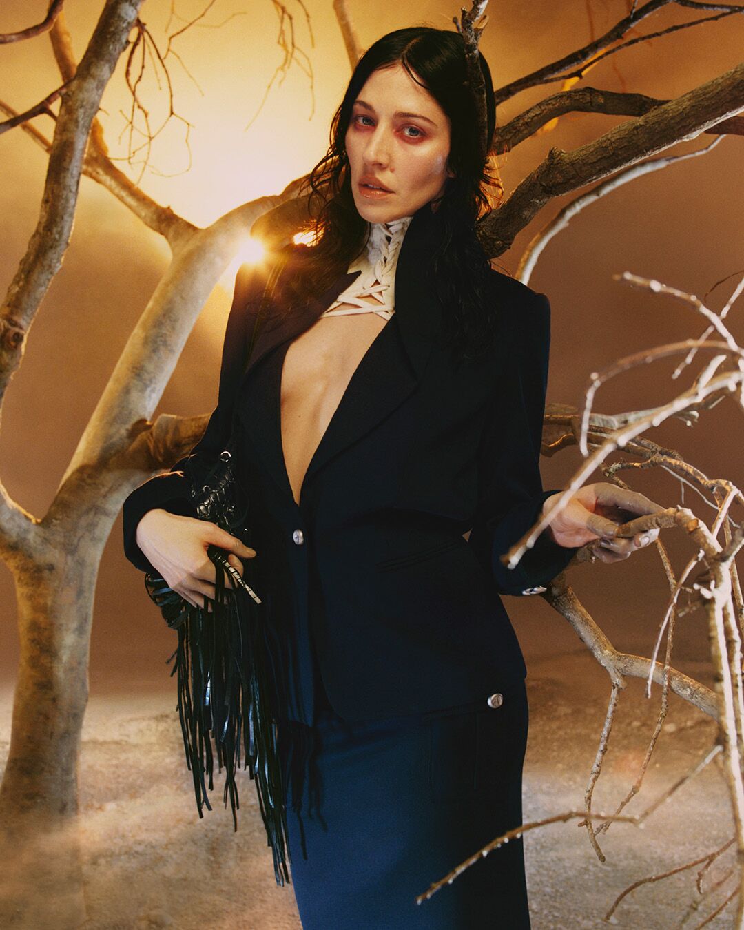 SS26 Black blazer and Manta Bag