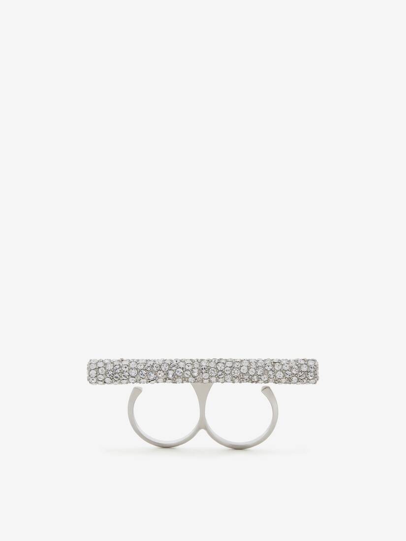 Jewelled T-Bar Double Ring