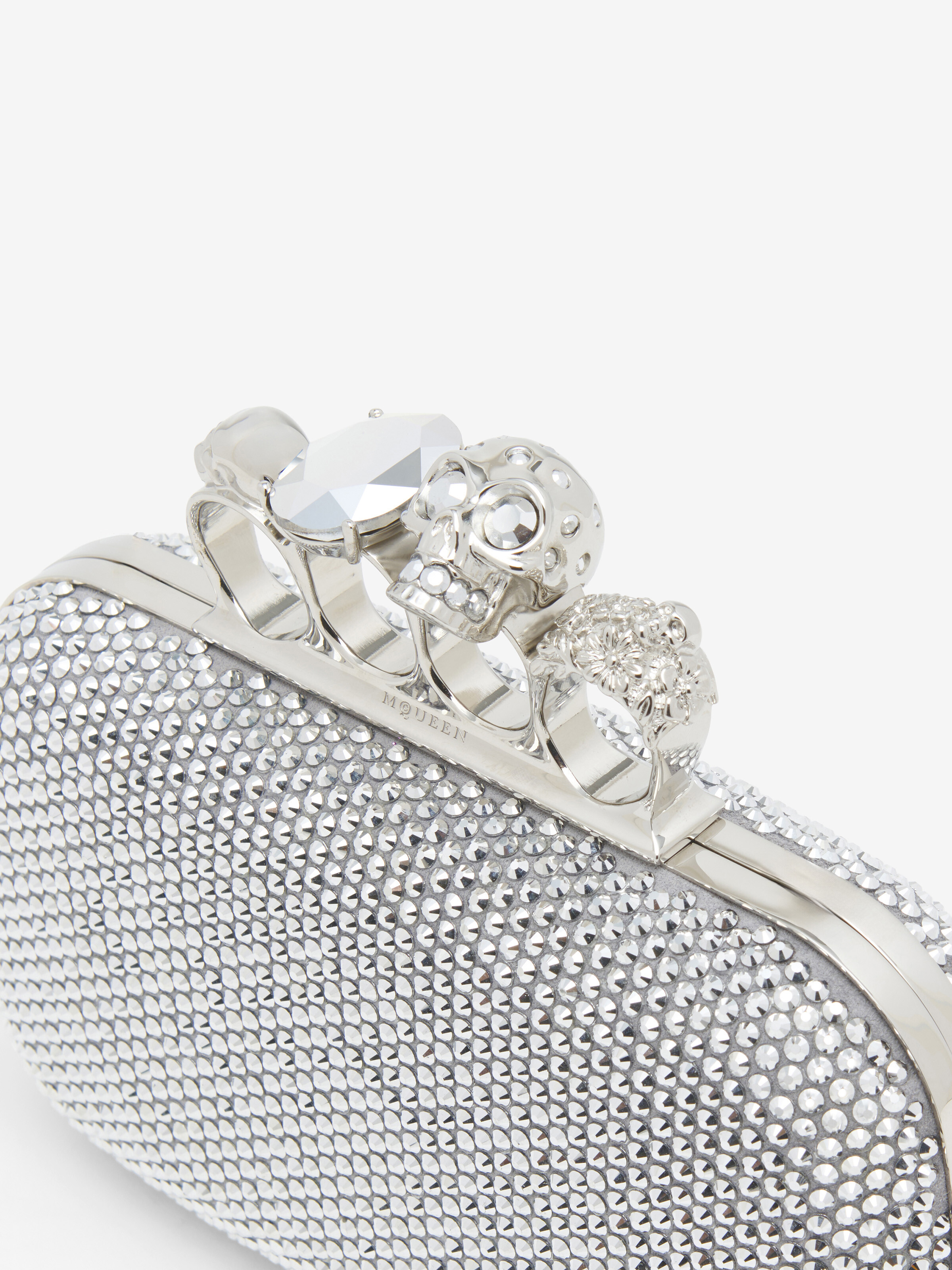 Women's Knuckle Clutch in Silver-finish in Calf Leather | Alexander McQueen - image 6