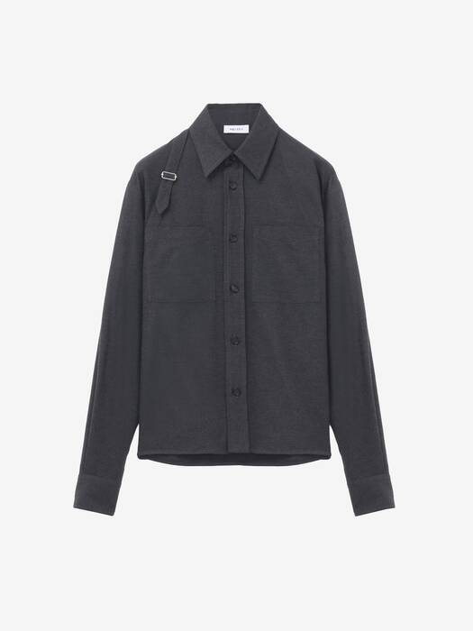 Men's Harness Overshirt in Charcoal | McQueen US