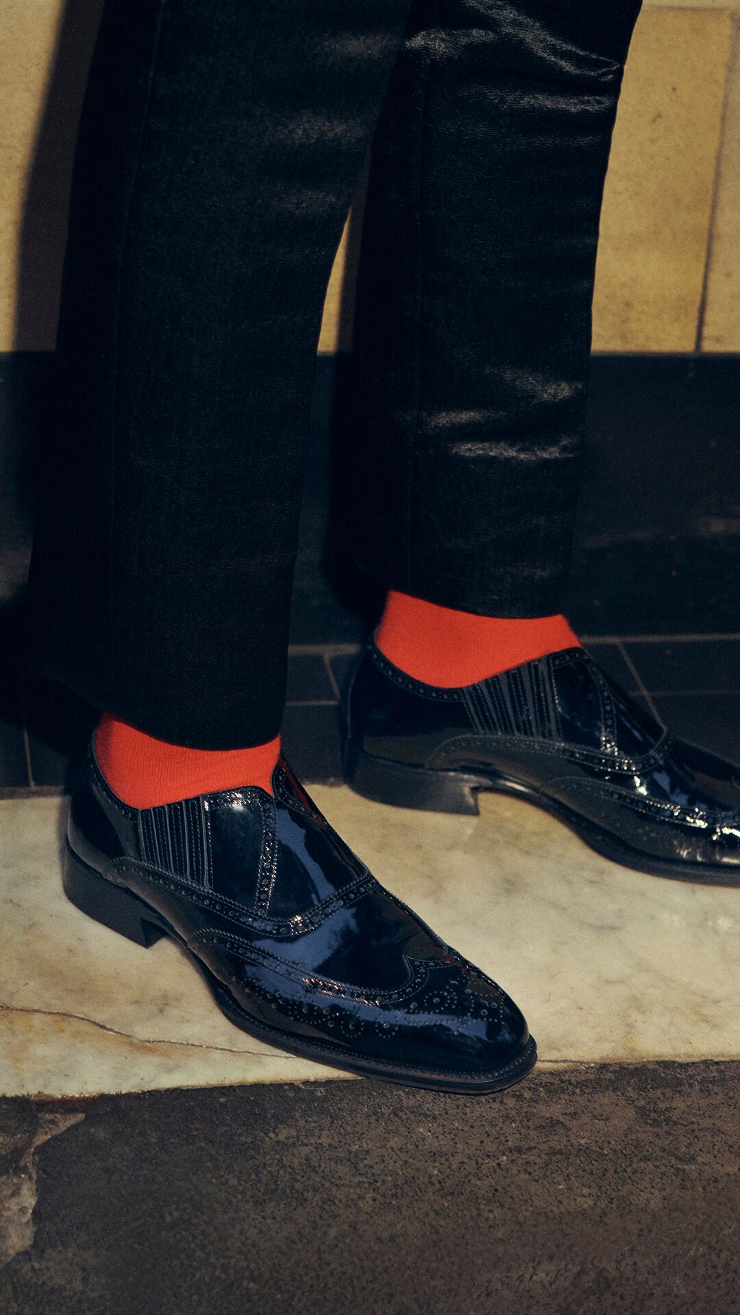 McQueen men's patient shoes and red McQueen socks