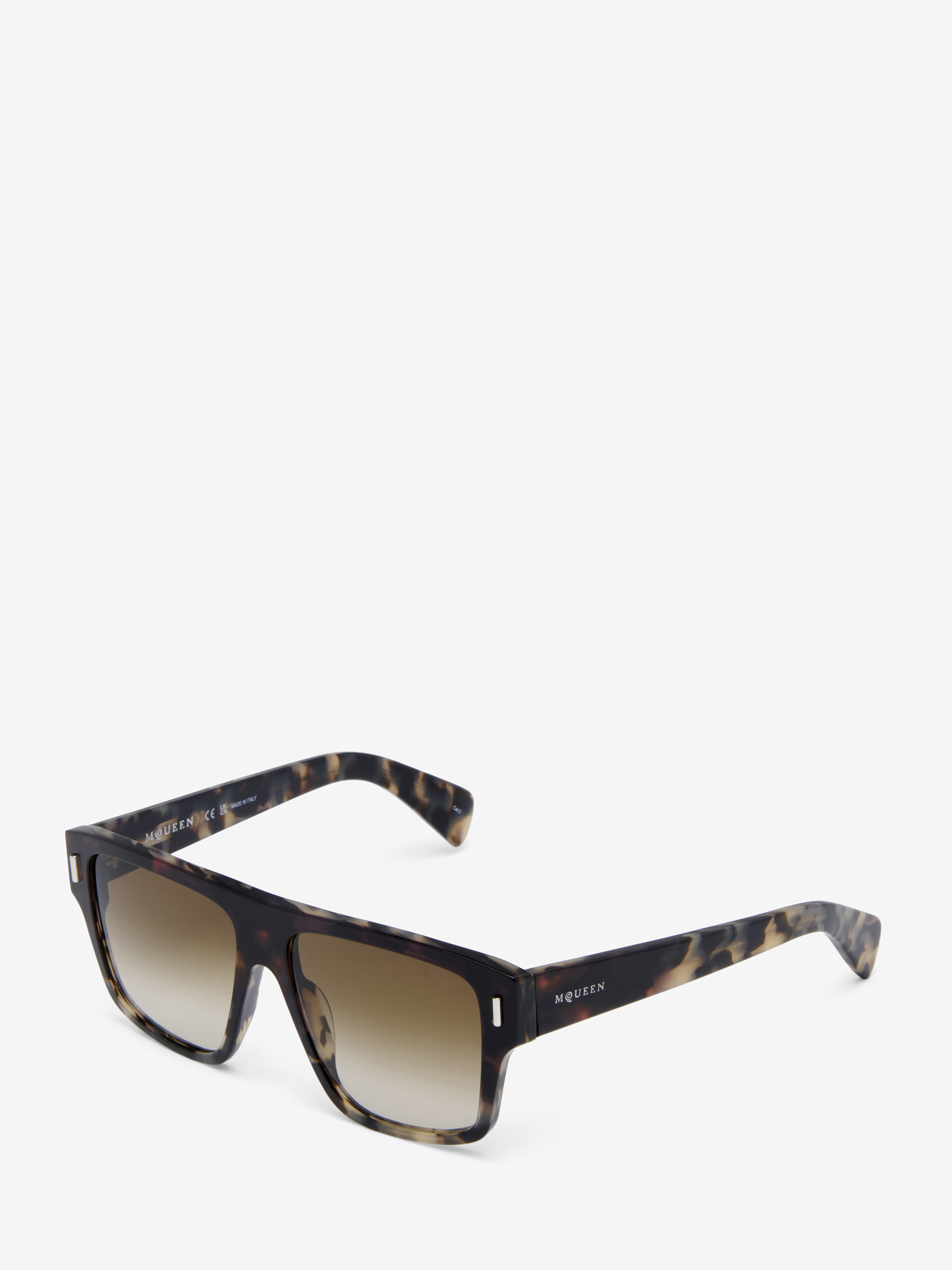 Quadratische Sonnenbrille mit T-Bar-Nieten für Damen in Schwarz/Braun in Recycle Acetate & Bio Nylon Lens | Alexander McQueen - image 2