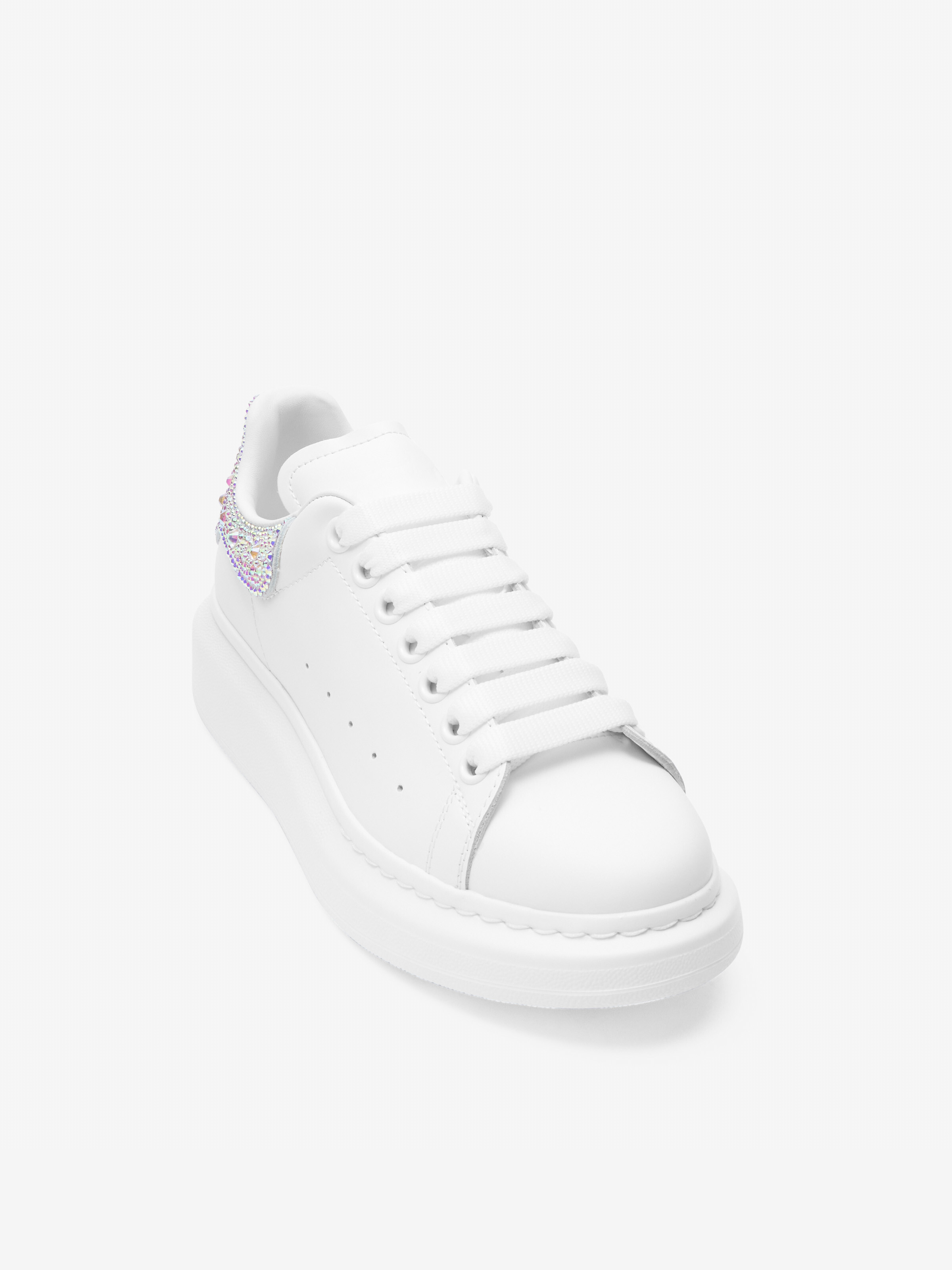 Women's Oversized Sneaker in White/Silver in Calf Leather | Alexander McQueen - image 3