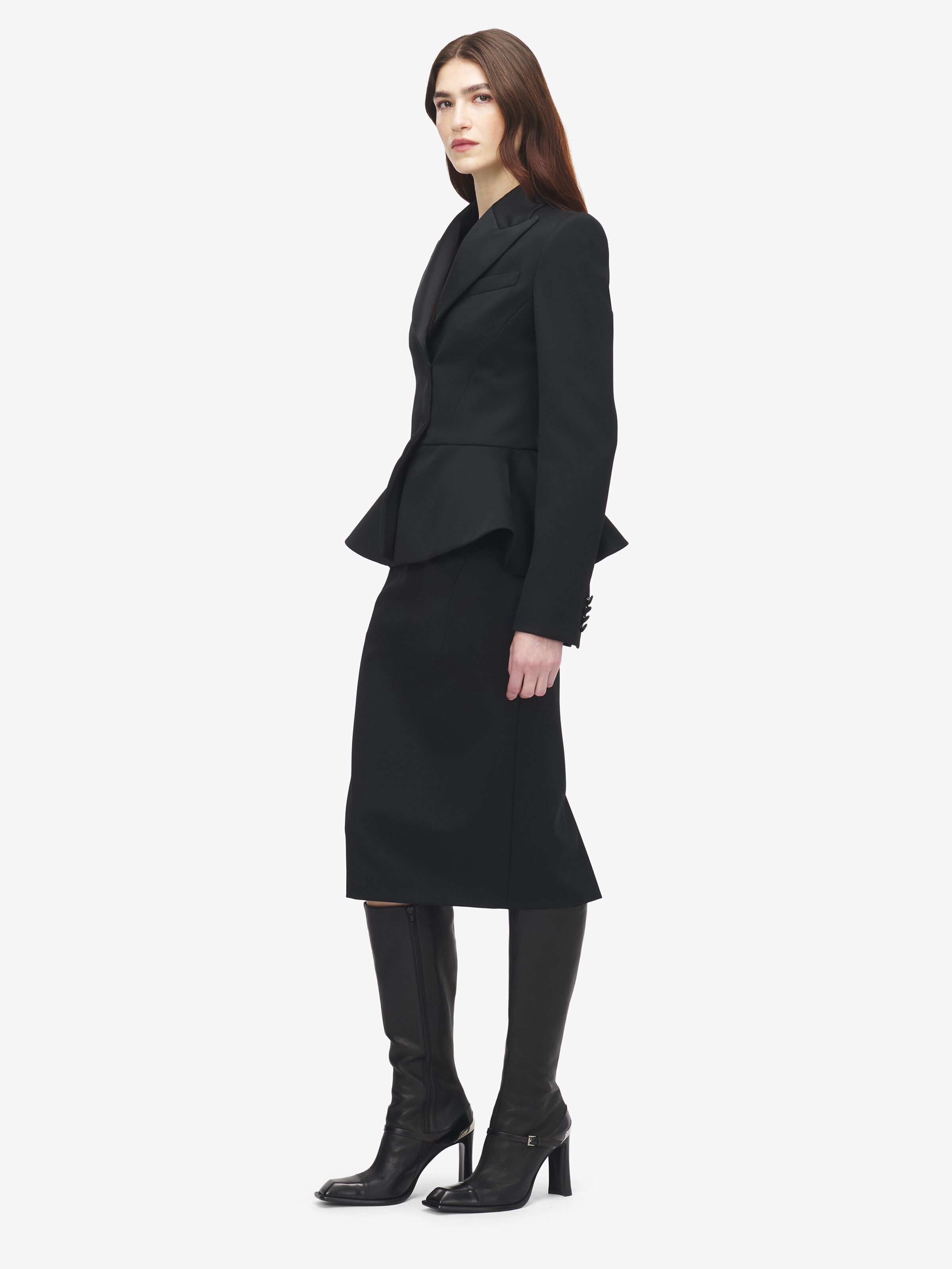 Women's Low-Waisted Pencil Skirt in Black in Fabric: 100% Wool -  Lining: 74% Acetate -  26% Silk | Alexander McQueen - image 3