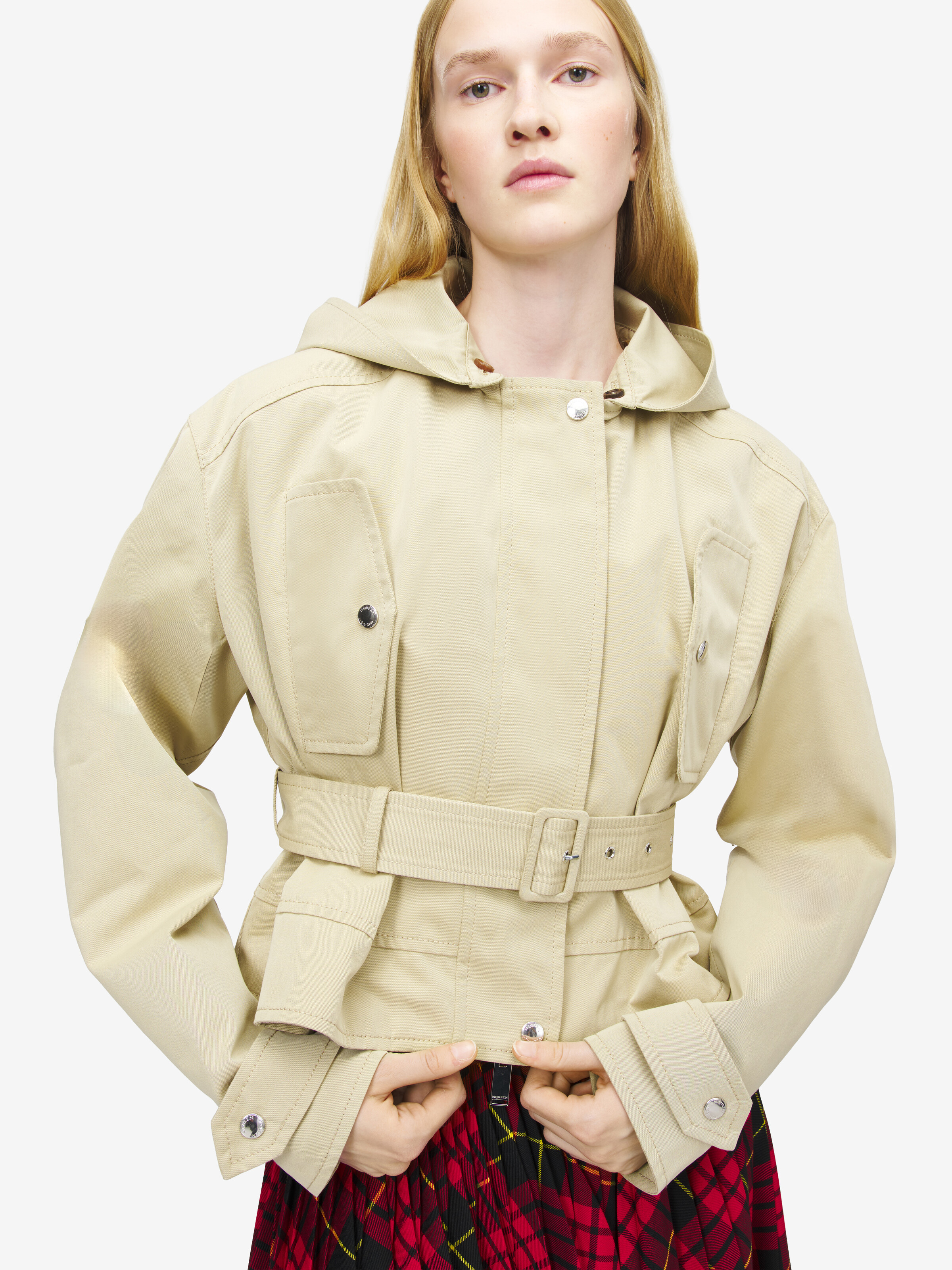 Giacca con cintura e volant da Donna in Beige in 100% Cotone | Alexander McQueen - image 5