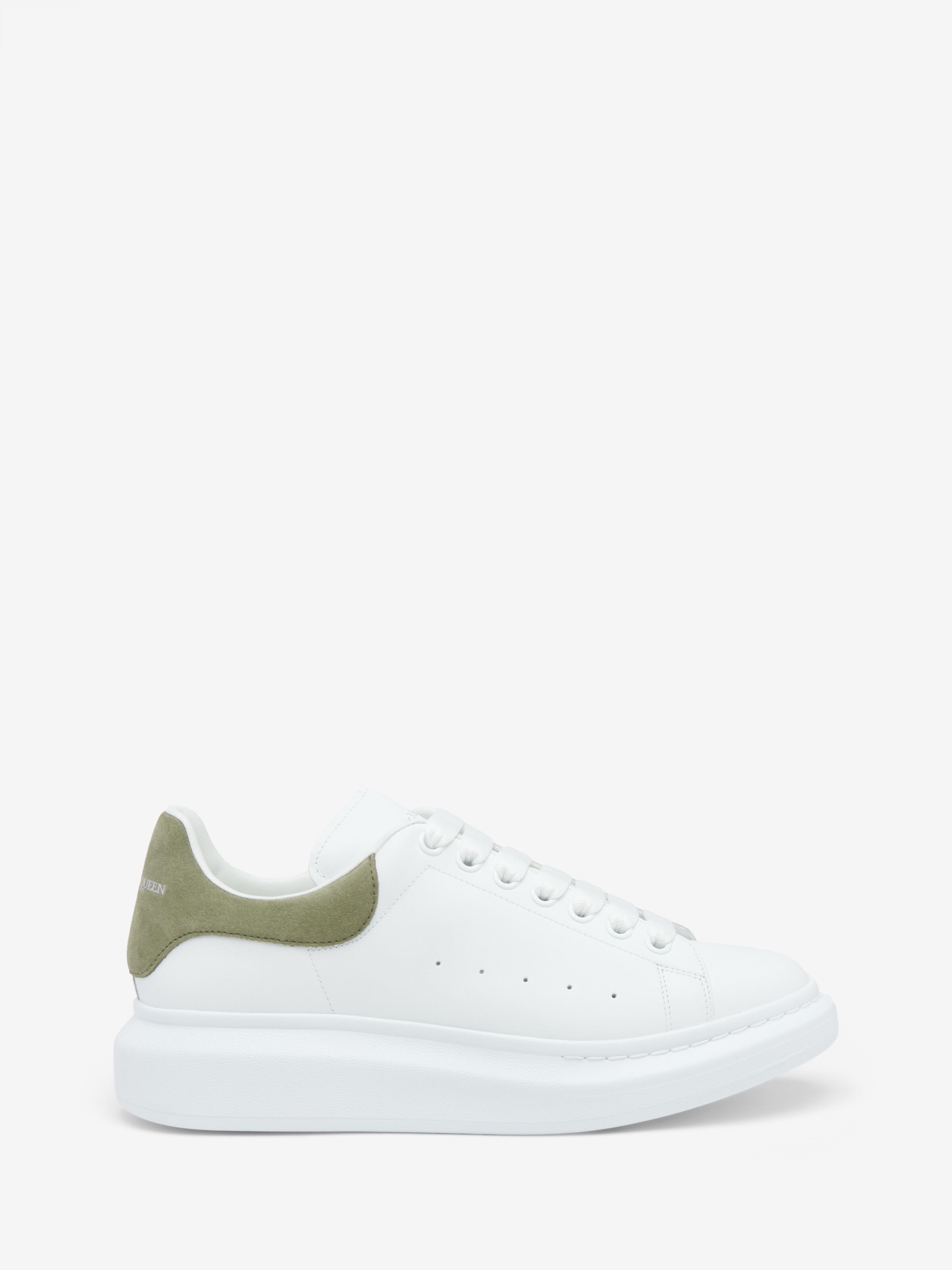 Men's Oversized Sneaker in White/Green in Calf Leather | Alexander McQueen - image 1