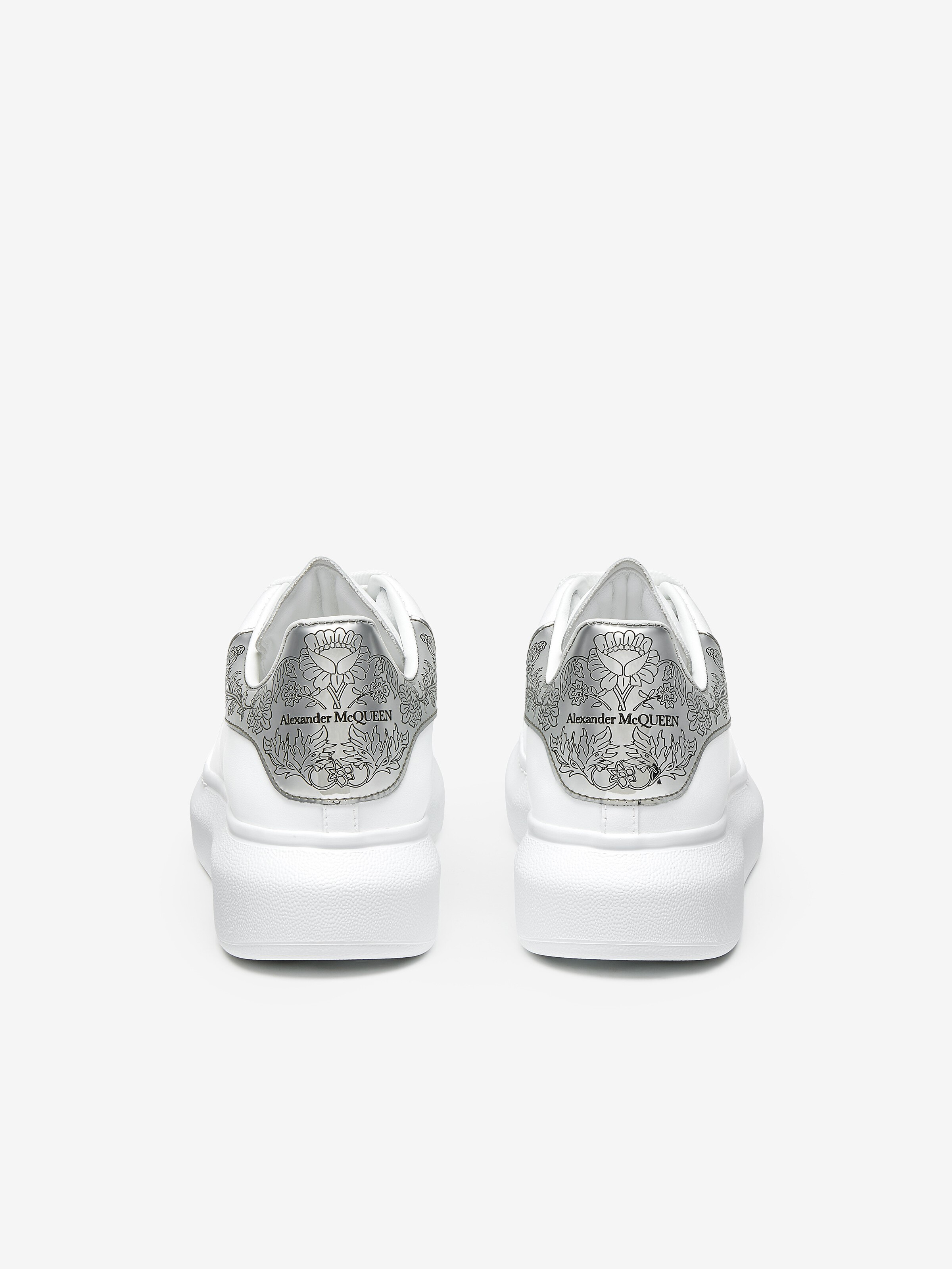 Women's Oversized Sneaker in White/Silver in Calf Leather | Alexander McQueen - image 2