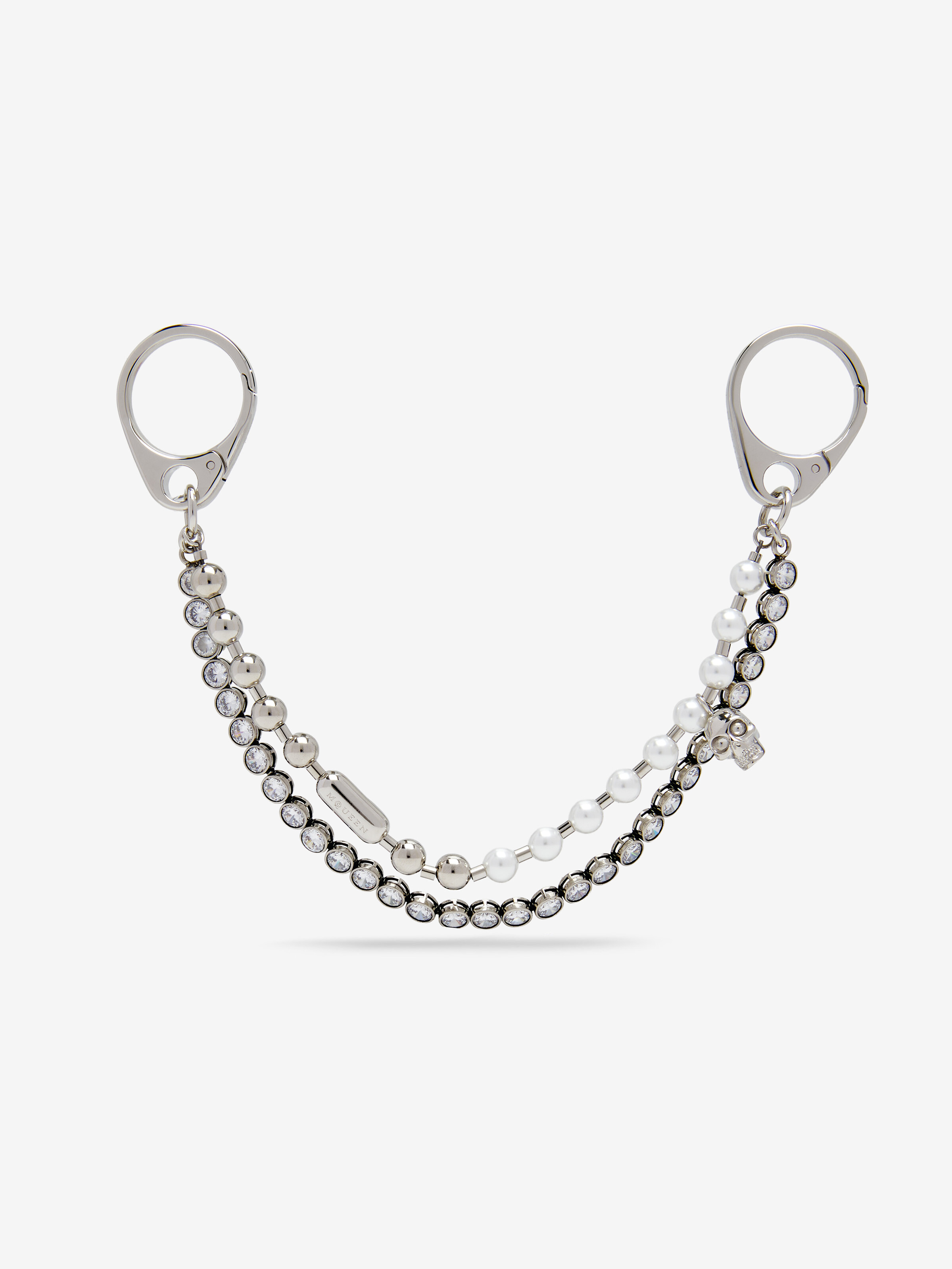 Charm à double chaîne, perles et cristaux
