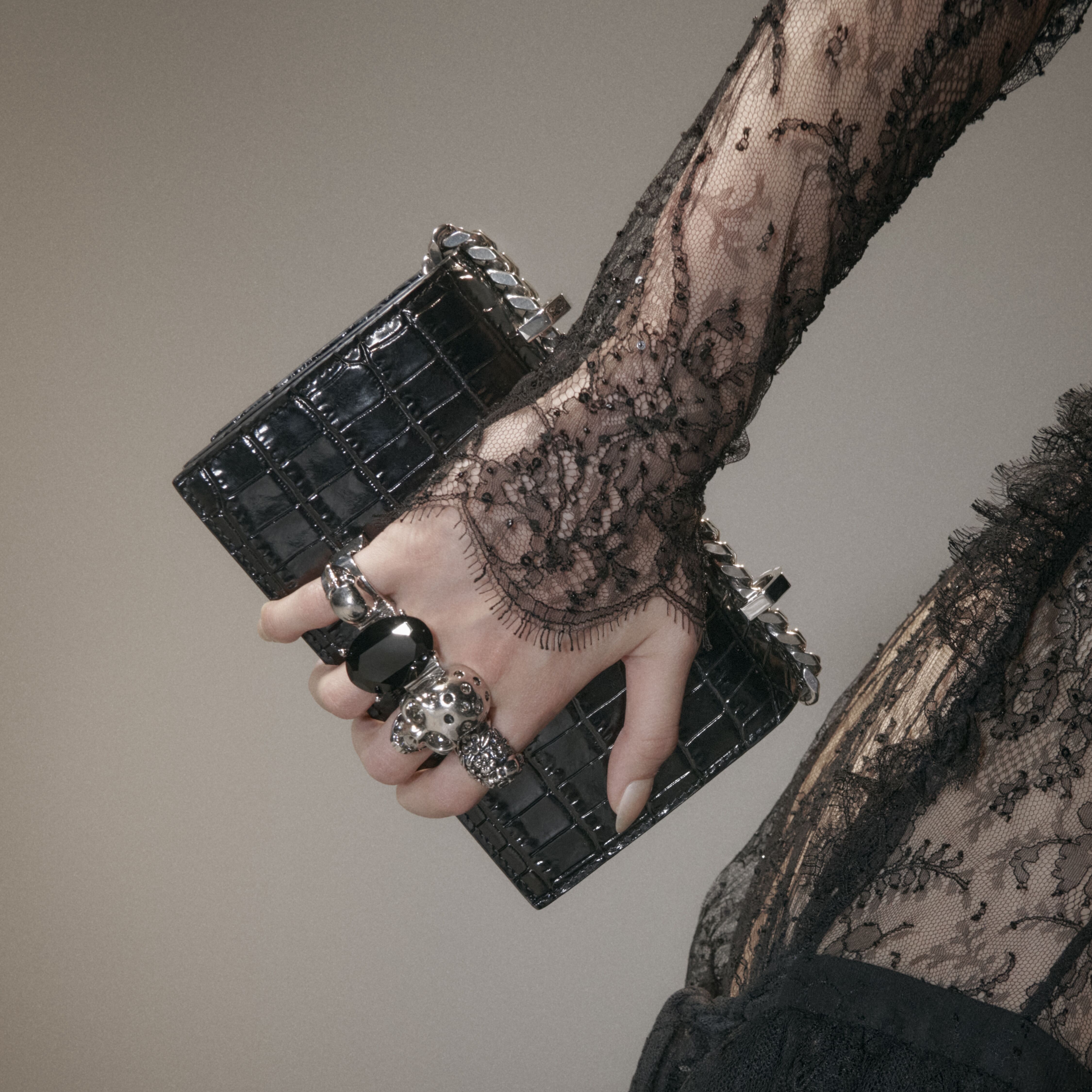 Alexander McQueen Black Jeweled satchel 