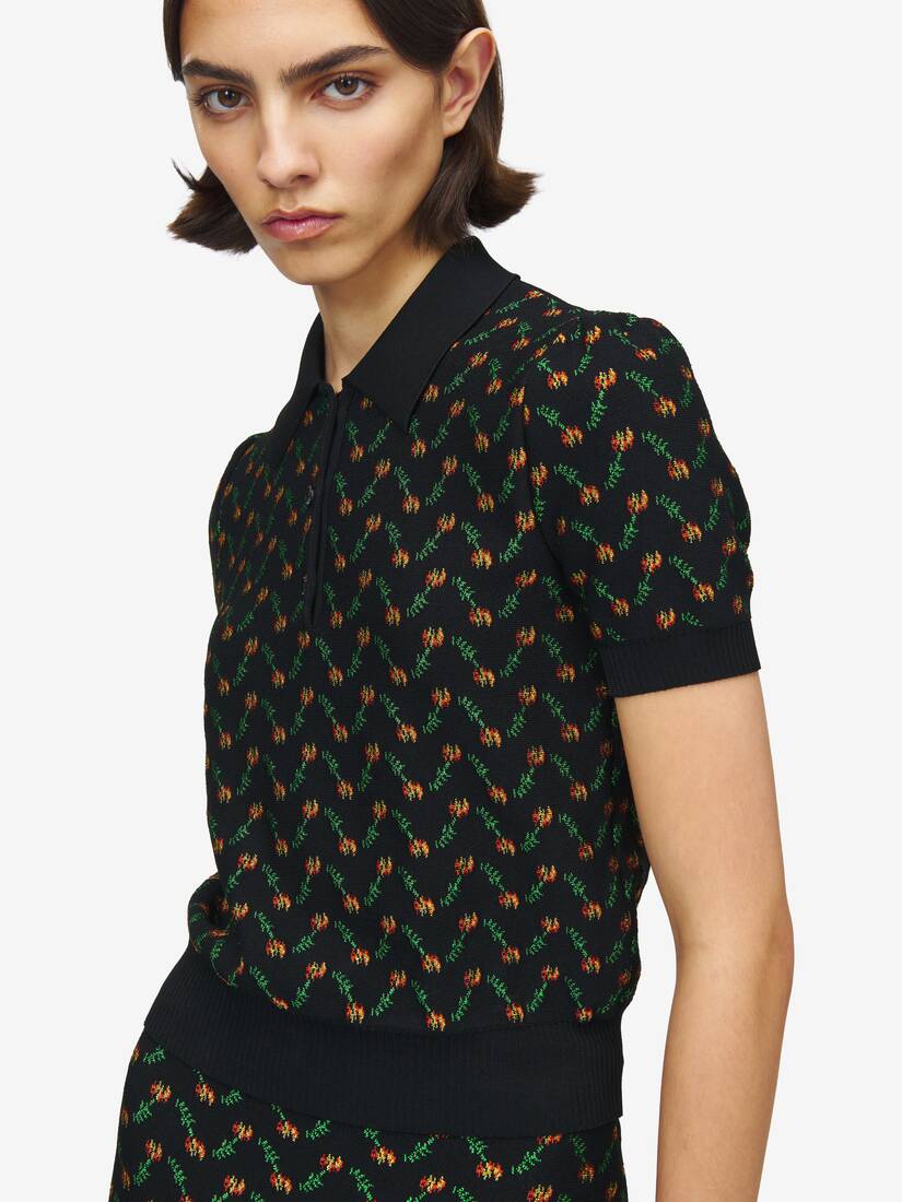 Flower Jacquard Polo Shirt | Alexander McQueen - image 5