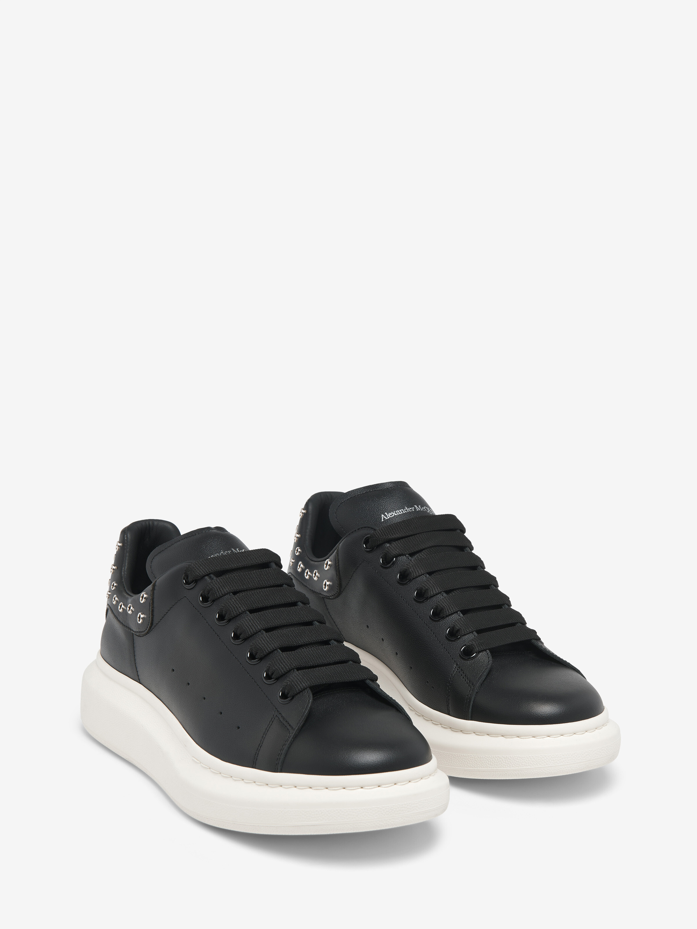 Men's Oversized Sneaker in Black/Silver in Calf Leather | Alexander McQueen - image 3