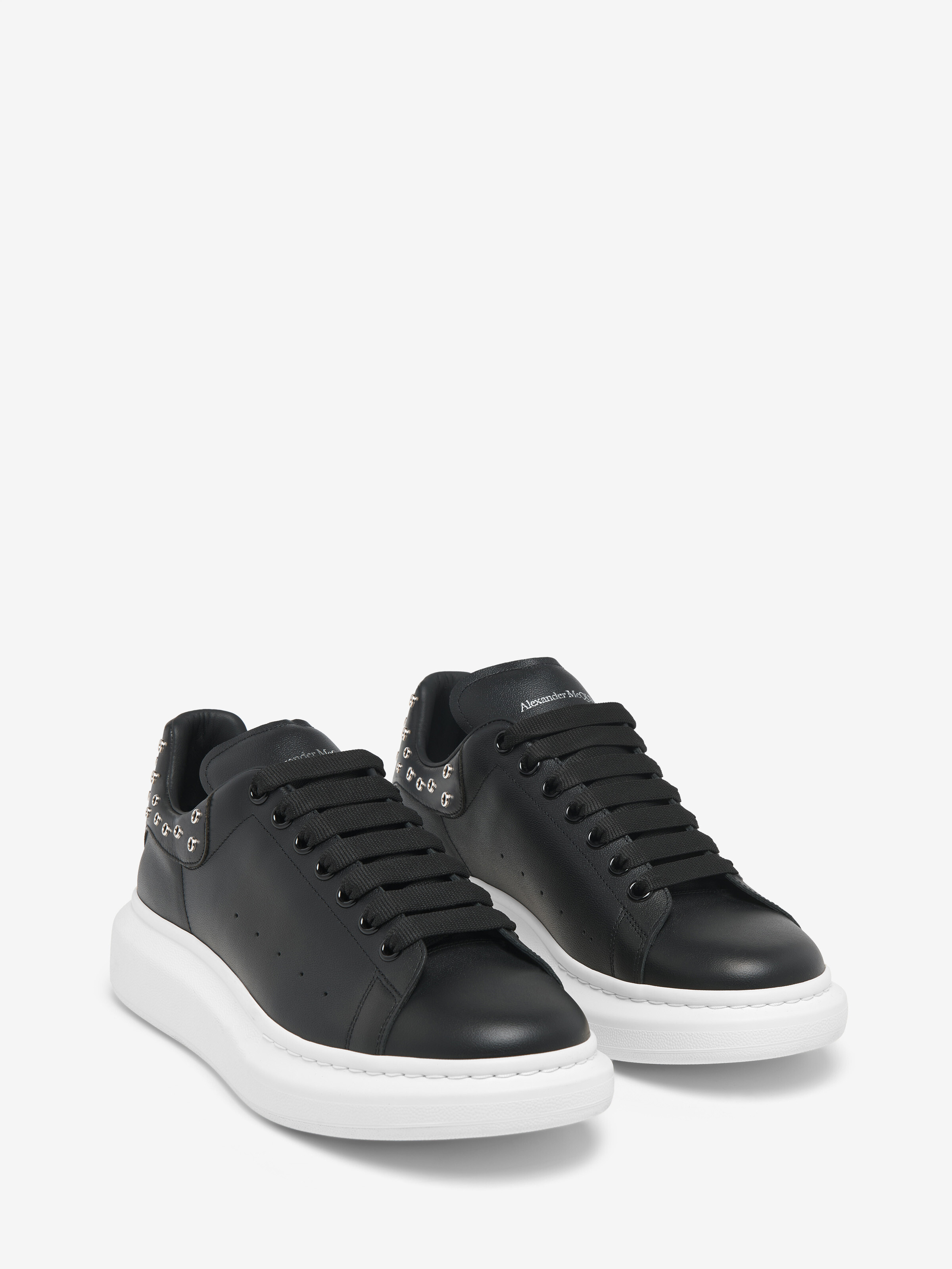 Men's Oversized Sneaker in Black/Silver in Calf Leather | Alexander McQueen - image 3