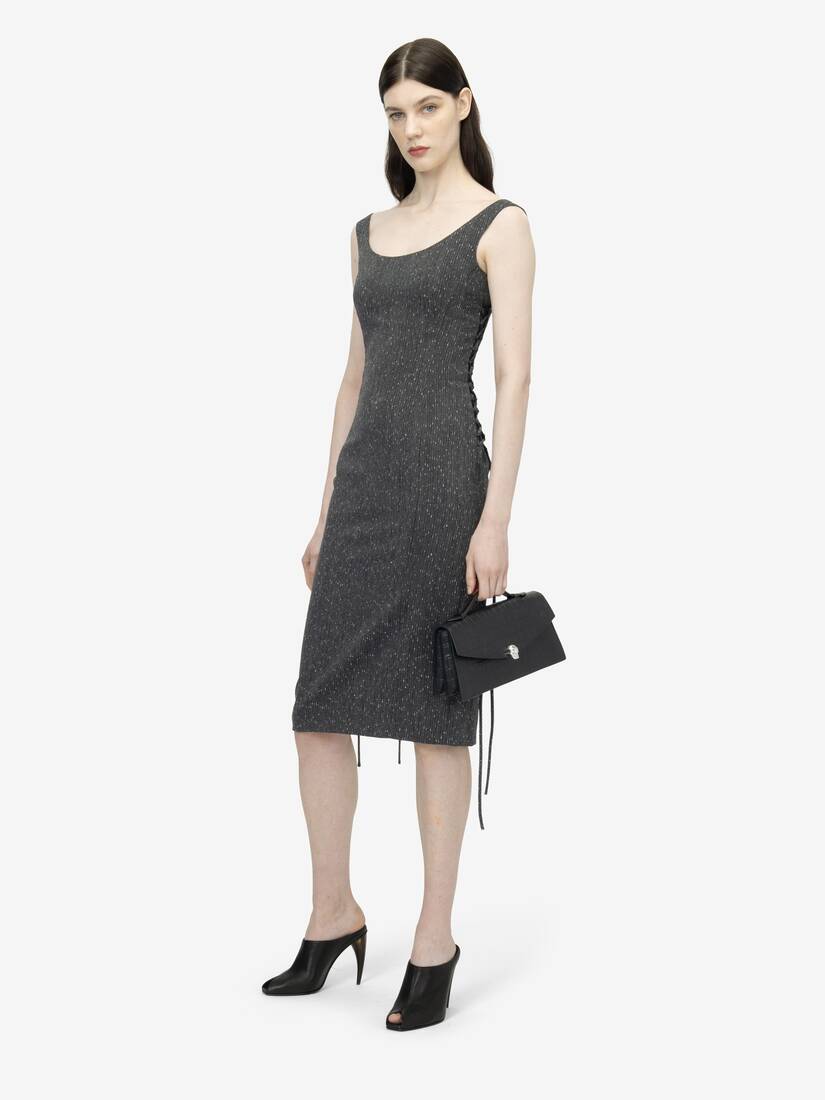 Corset Lace Flecked Pinstripe Pencil Dress | Alexander McQueen - image 3