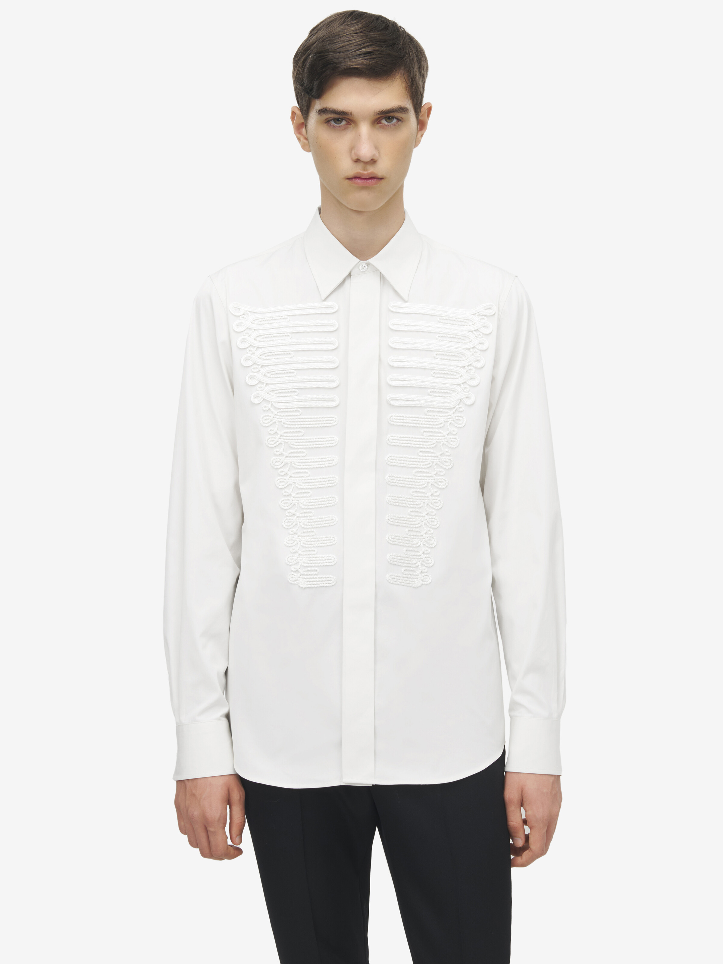 盘扣风格细节府绸衬衫 in 100% 棉 | Alexander McQueen - image 6