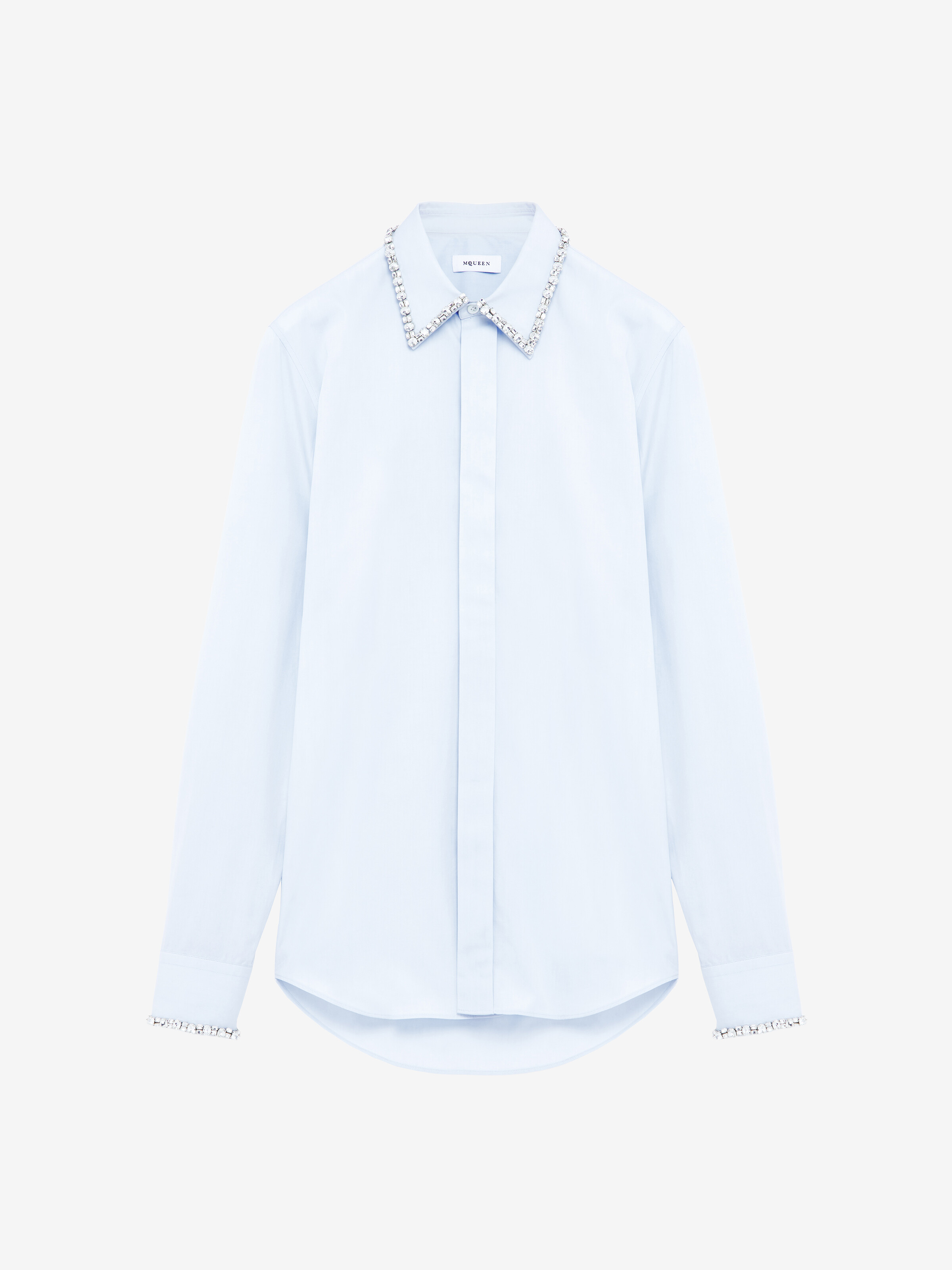Men's Crystal Embroidery Shirt in Light Blue in 100% Cotton | Alexander McQueen - image 1