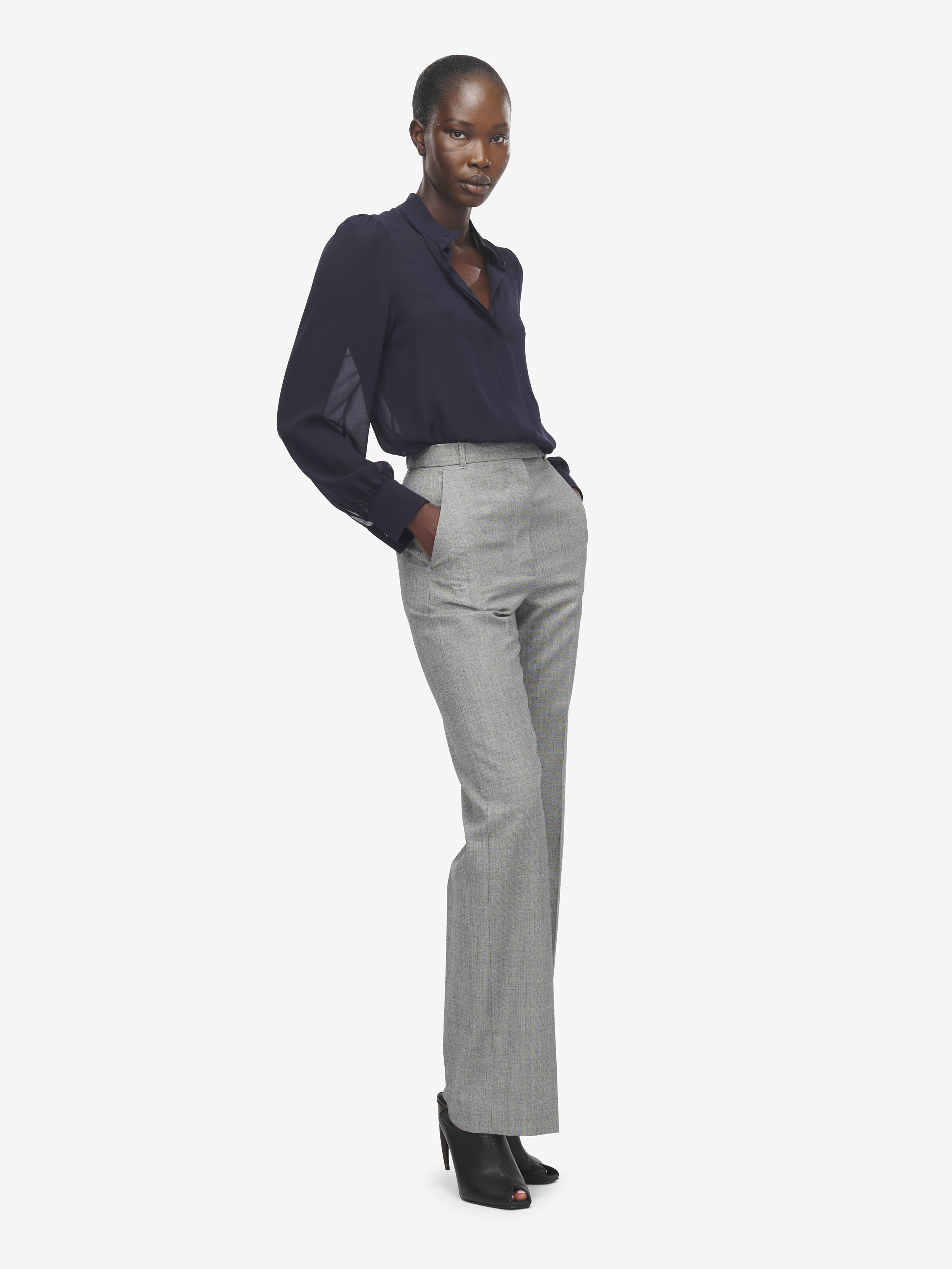 Women's Wishbone Silk Shirt in Indigo in 100% Silk | Alexander McQueen - image 3
