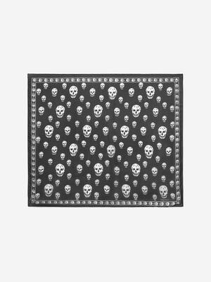 Classic Silk Skull Scarf in Black | McQueen US