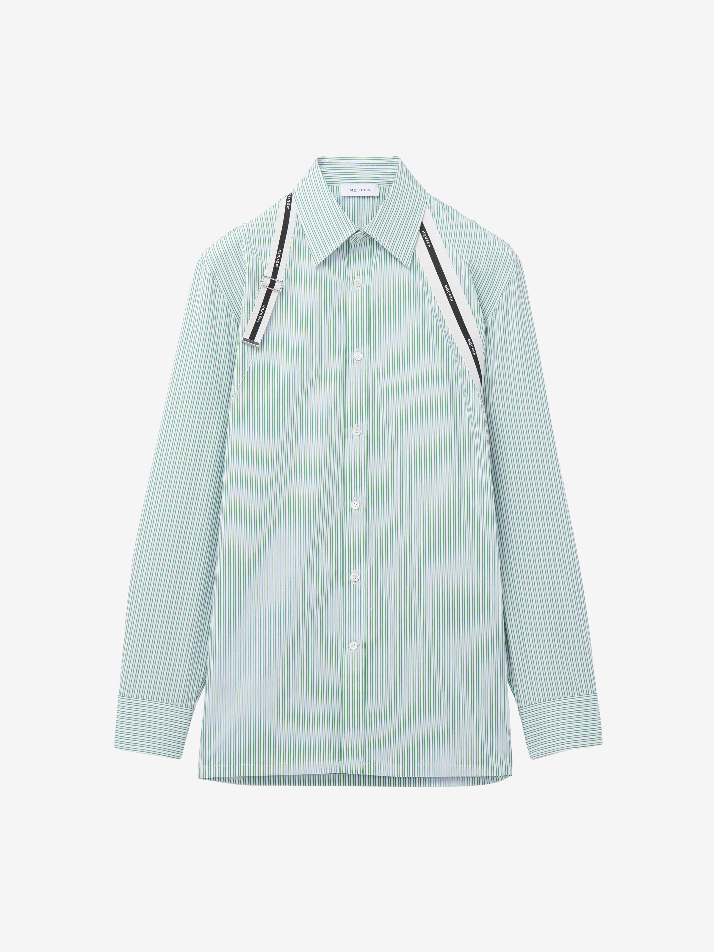 Men's McQueen Logo Harness Shirt in Light Blue in 100% Cotton | Alexander McQueen - image 1