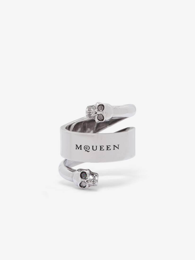 Twin Skull Ring with Logo | Alexander McQueen - image 1