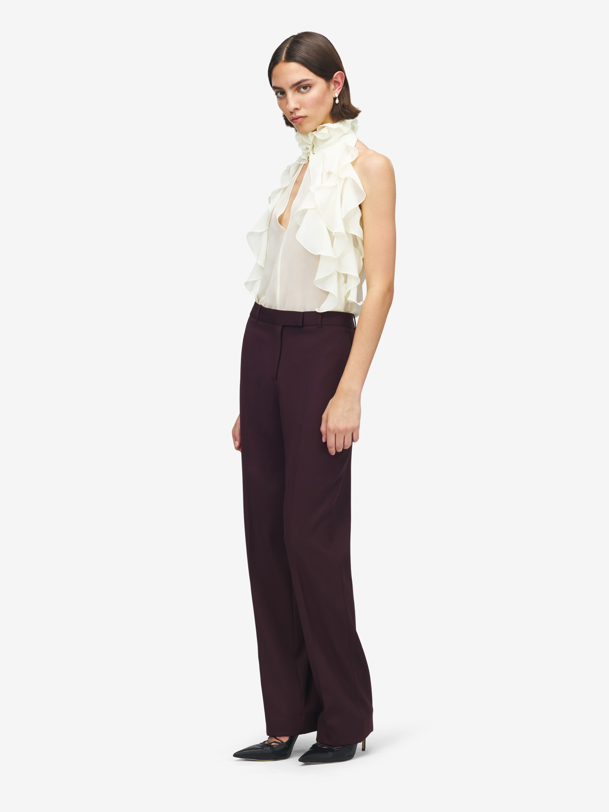 Pantalon droit ajusté pour Femme en Rouge Foncé in 100% Laine | Alexander McQueen - image 3