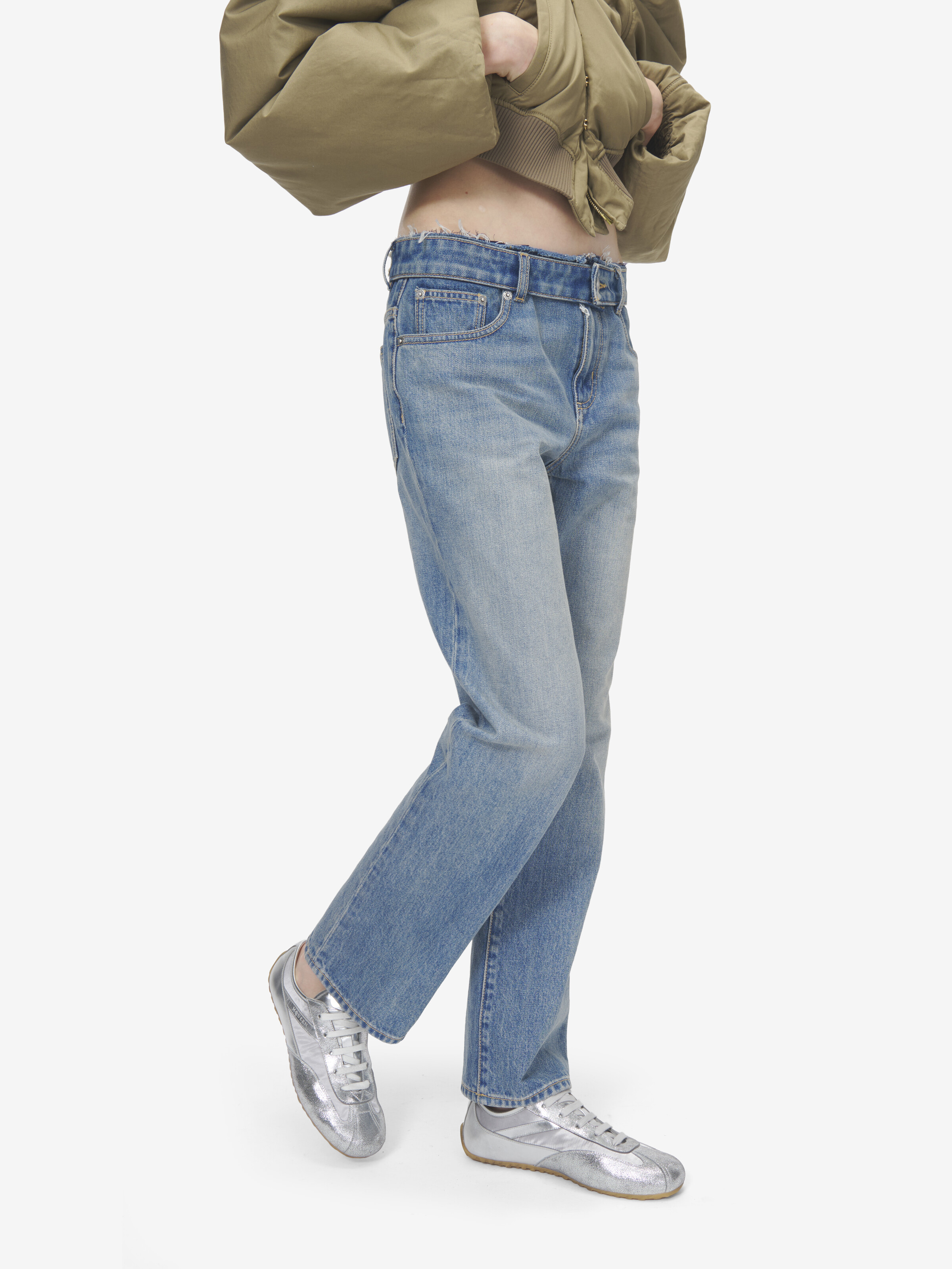 Women's Boxe Sneaker in Silver in Calf Leather | Alexander McQueen - image 2