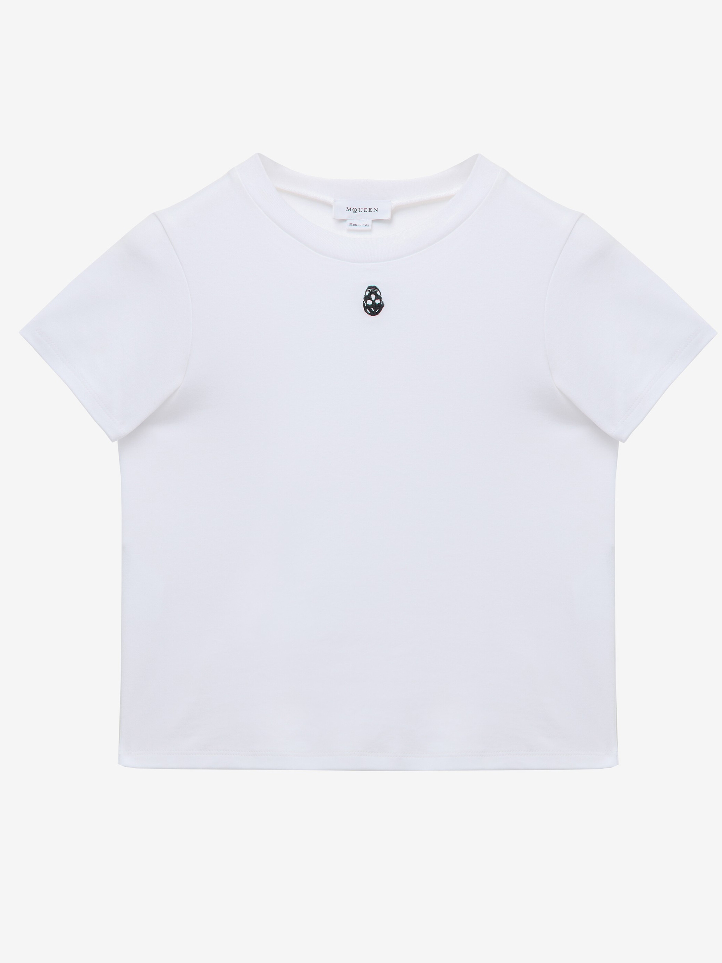 Women's Embroidered Skull T-Shirt in Optical White in 100% Cotton | Alexander McQueen - image 1