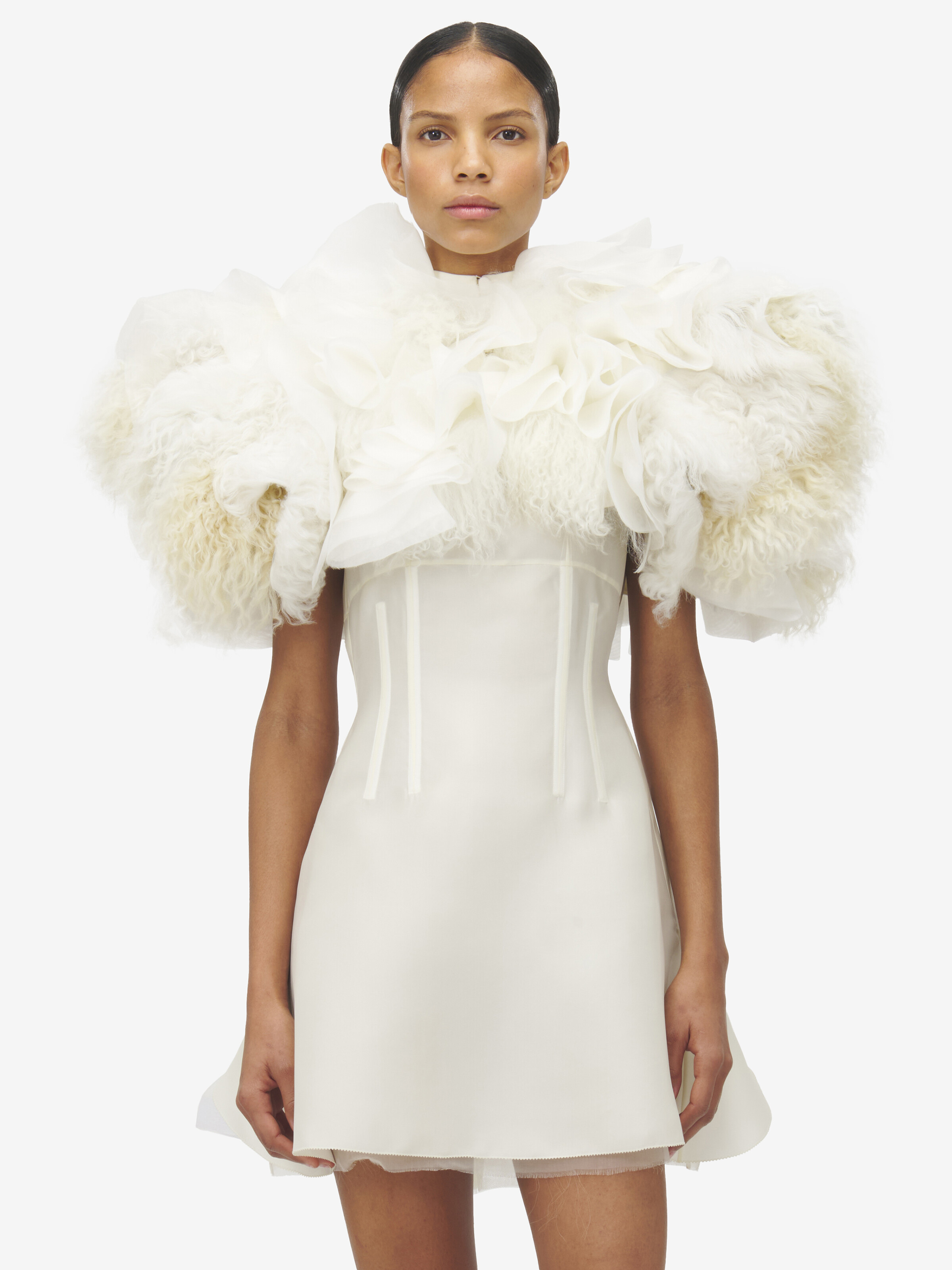 混搭羊毛皮波列罗外套 in 100% 丝 | Alexander McQueen - image 6