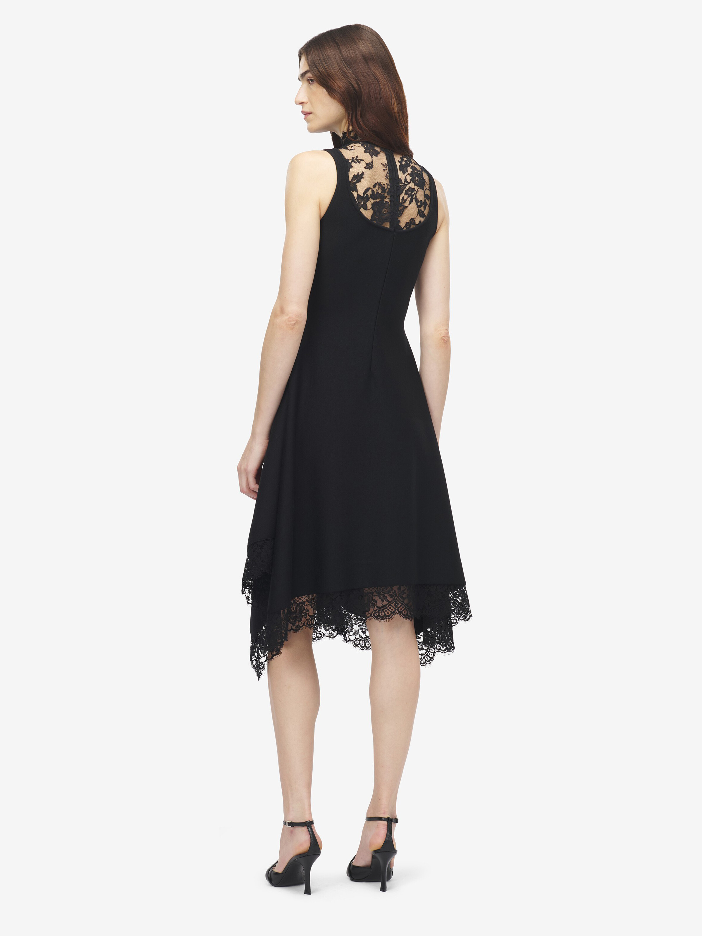 Women's Heritage Lace Sleeveless Dress in Black in 48% Viscose, 44% Wool, 7% Polyamide, 1% Elastane | Alexander McQueen - image 4