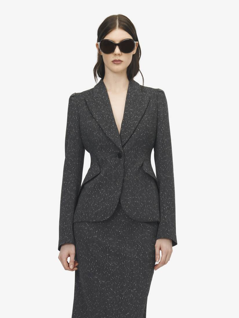Einreihiges meliertes Nadelstreifen-Jackett | Alexander McQueen - image 6